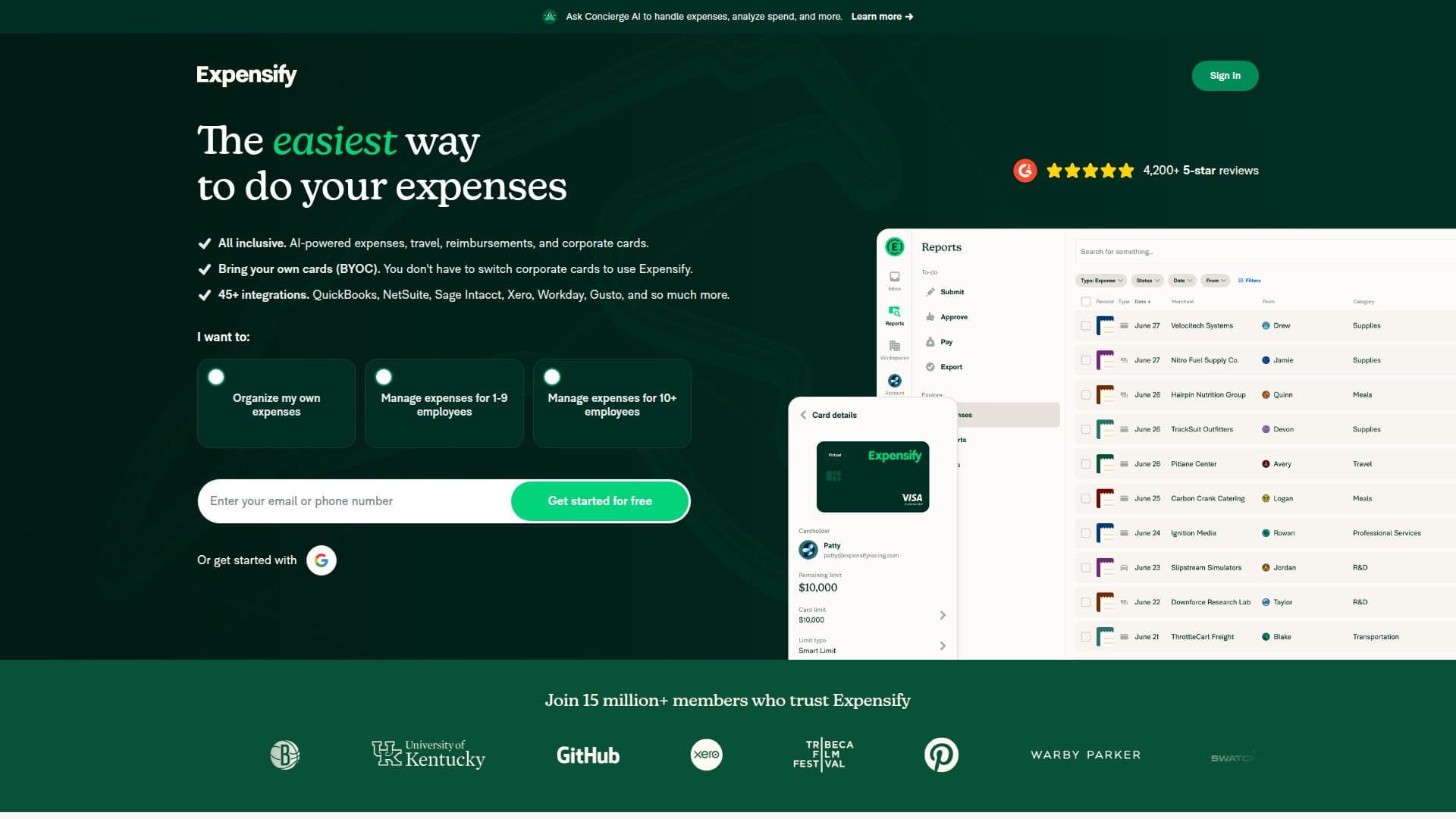 Expensify Ausgabenmanagement-Software screenshot
