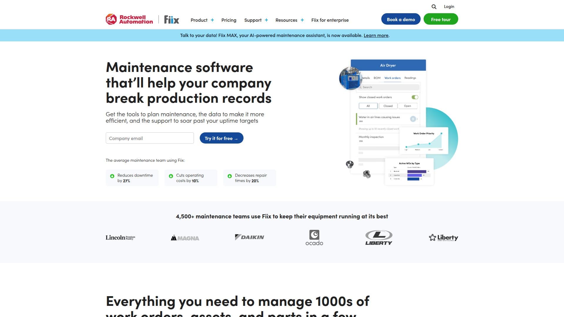 Fiix CMMS 소프트웨어 screenshot