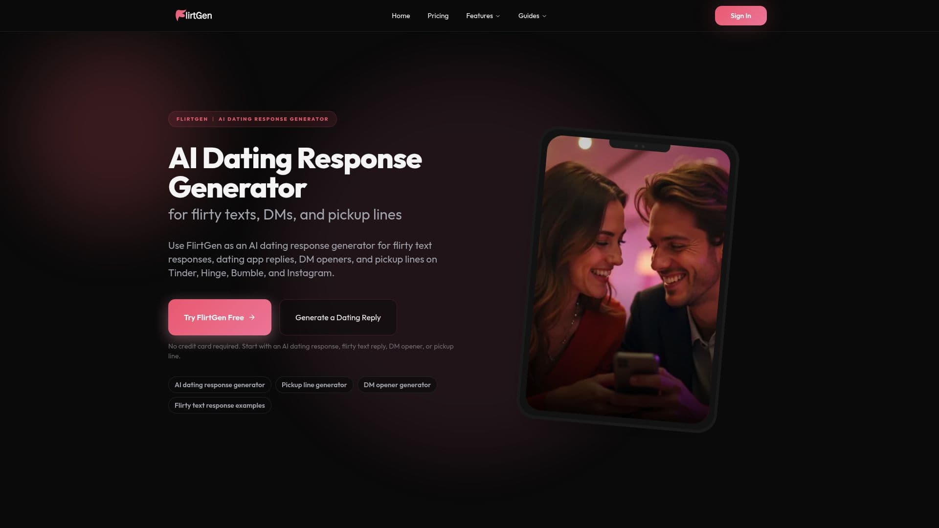FlirtGen: KI-gestützter Dating-Antwortgenerator screenshot