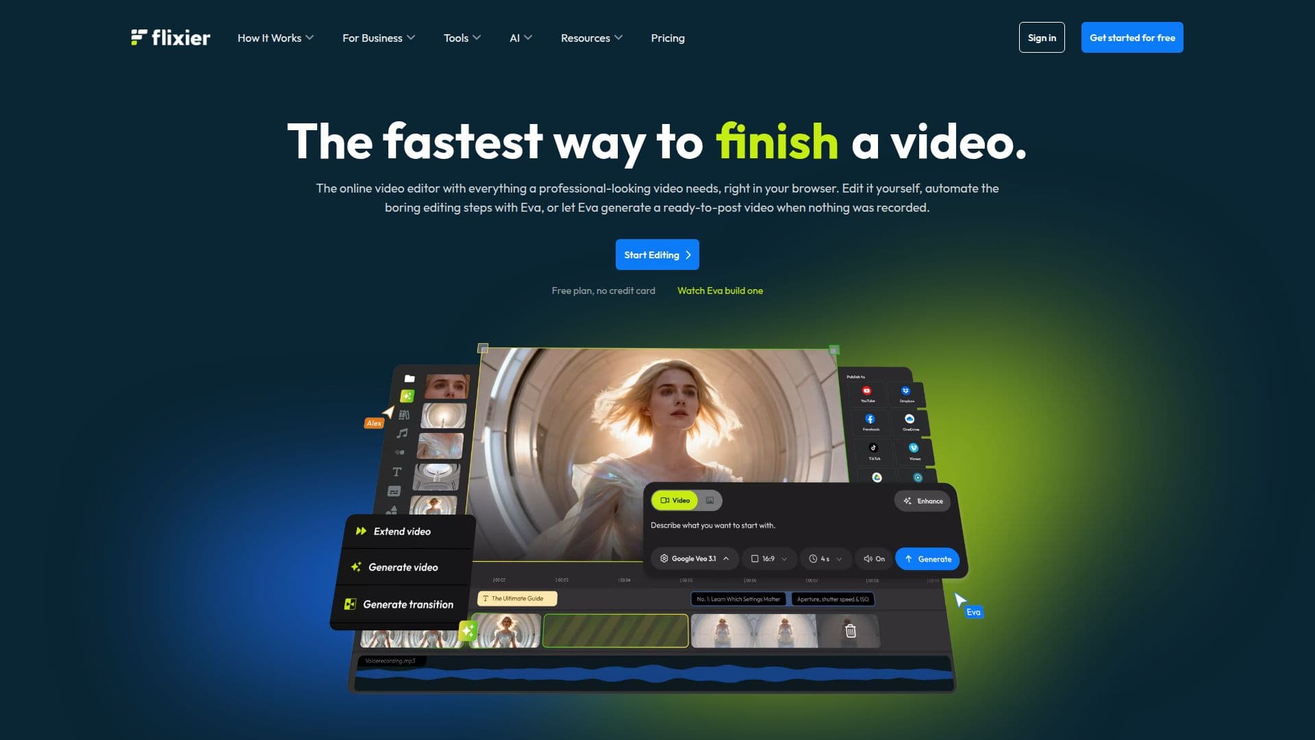 Flixier: Free Online Video Editor With AI Editing screenshot