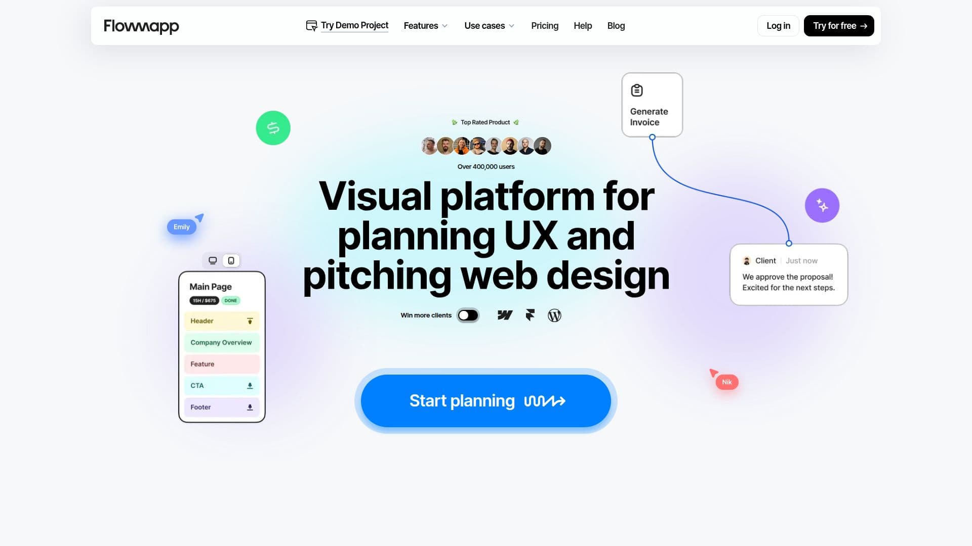 FlowMapp Website-Planungswerkzeug screenshot