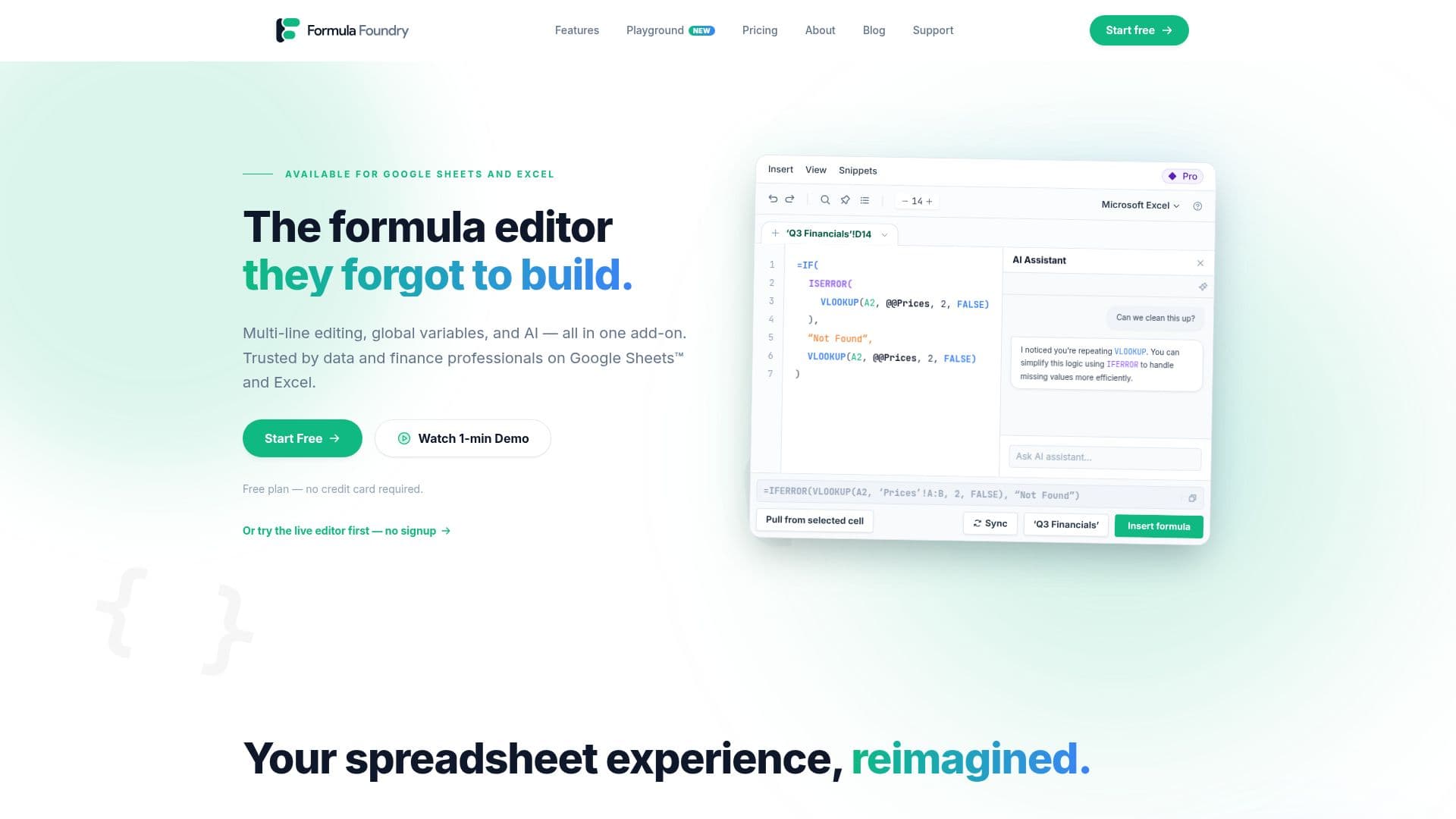 Formula Foundry screenshot