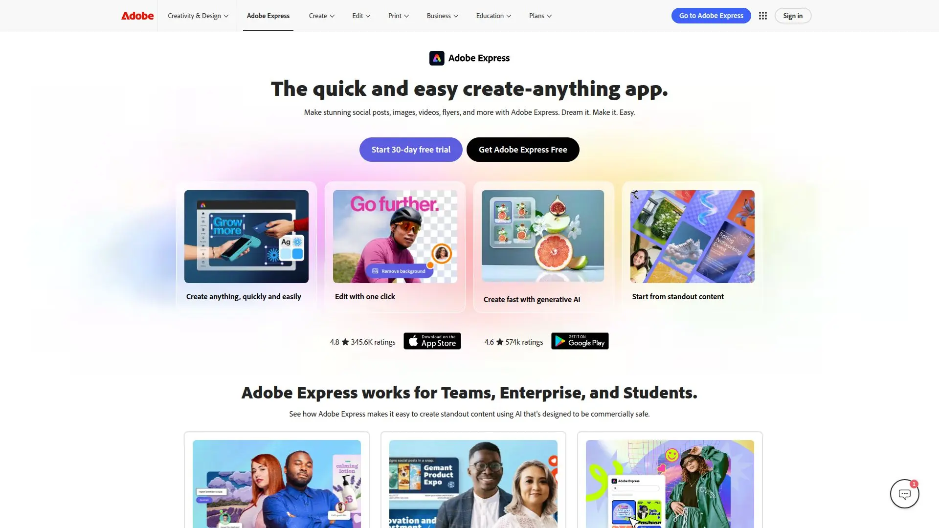 Captura de pantalla de Adobe Express