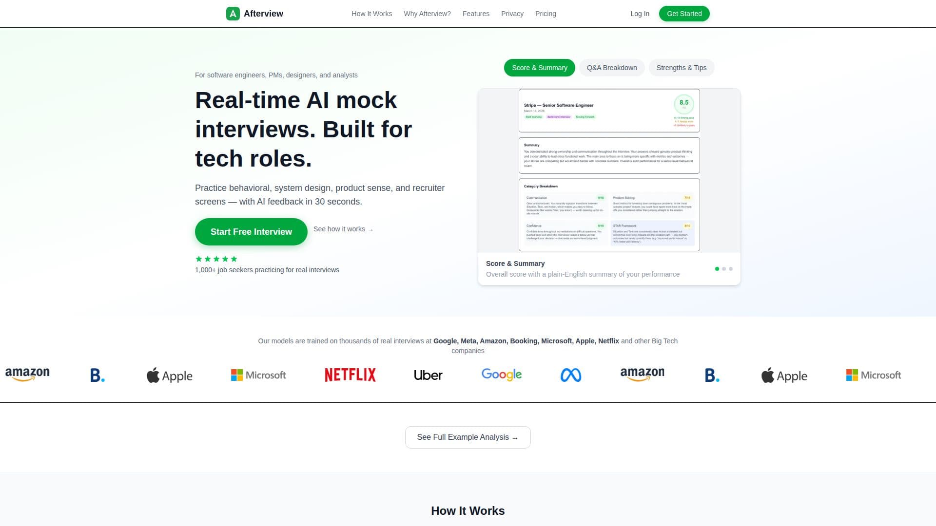 Práctica de Entrevistas Simuladas con Afterview AI screenshot