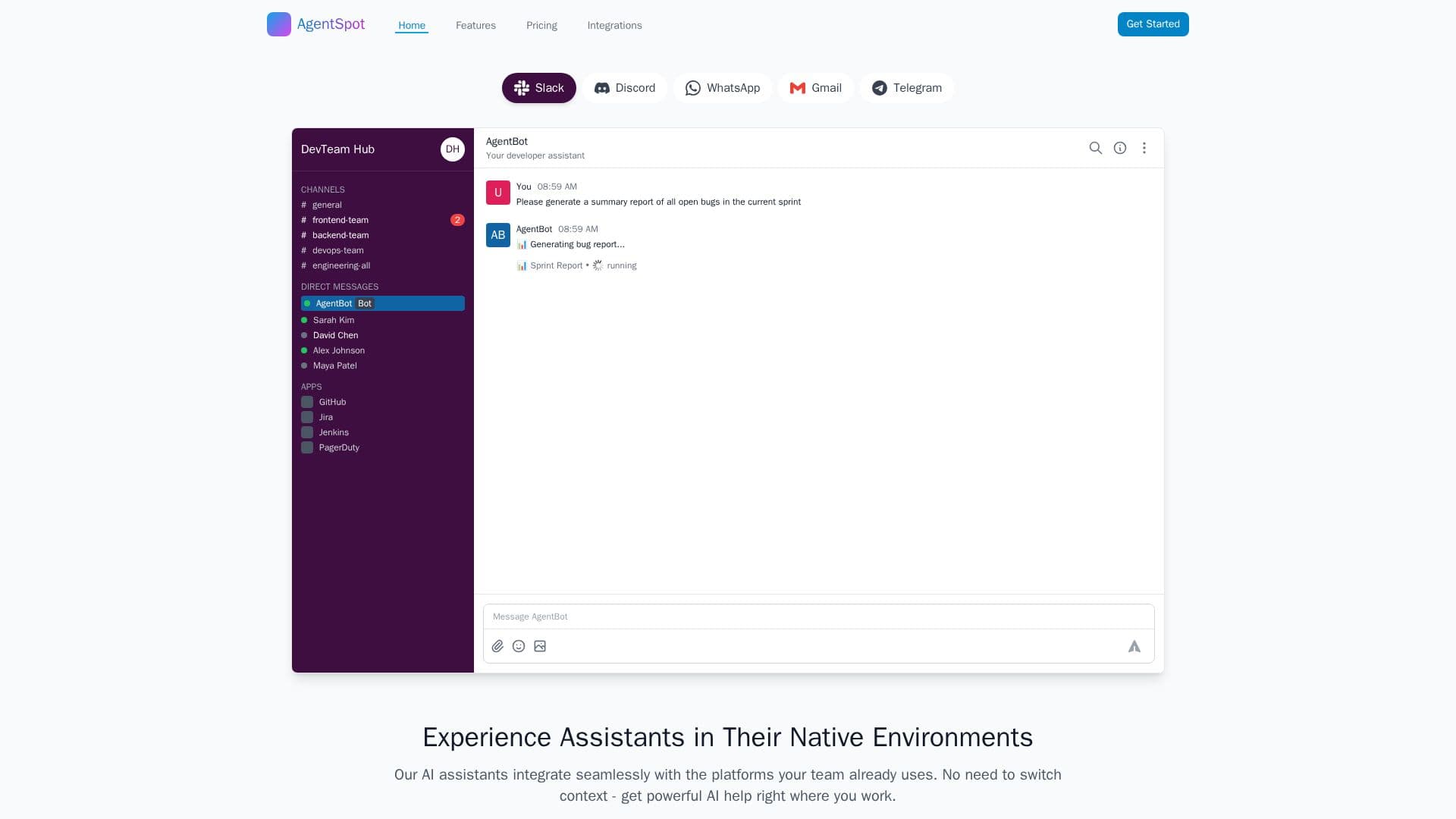 AgentSpot - AI Agents Platform screenshot