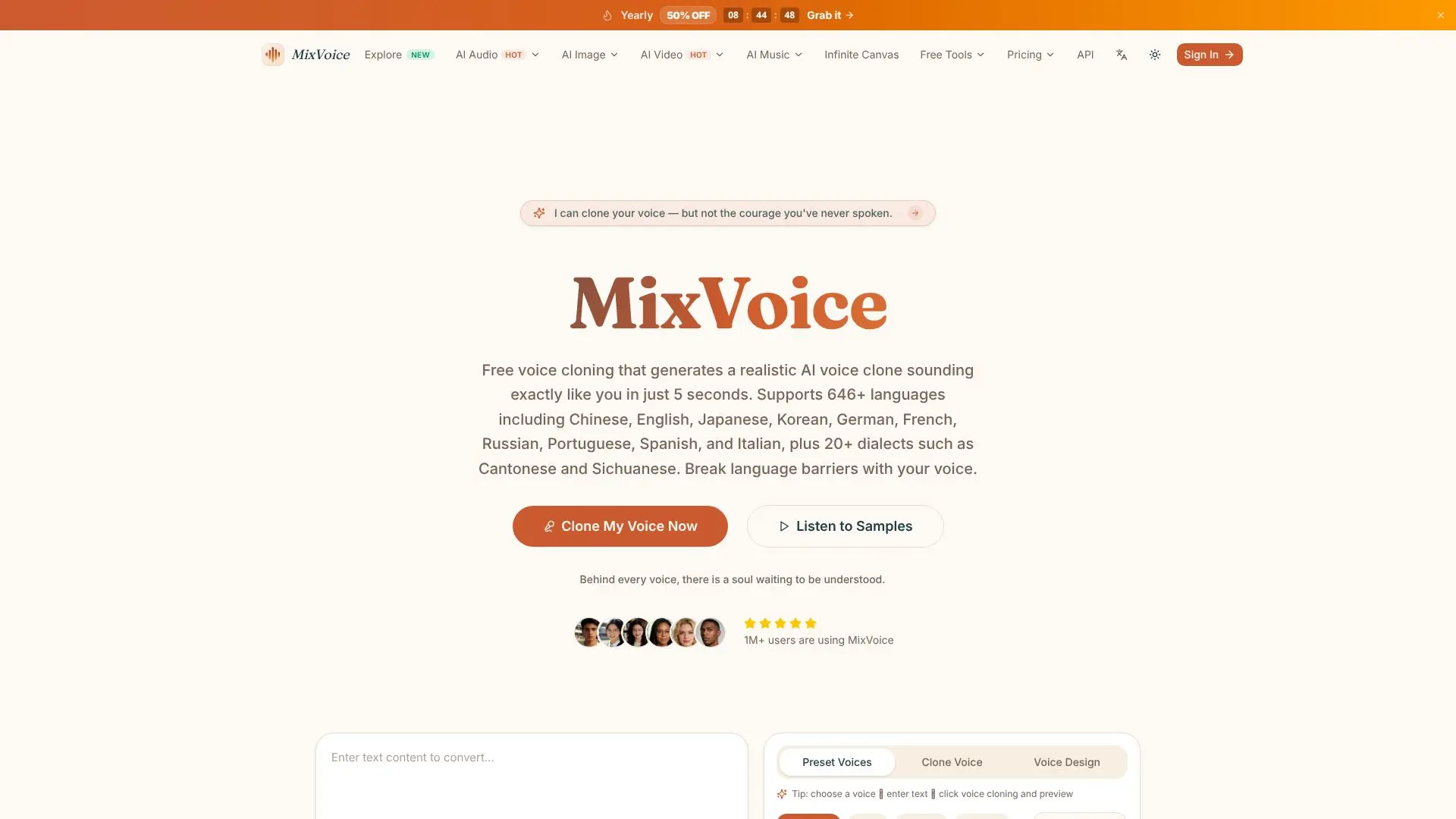 Capture d’écran de MixVoice
