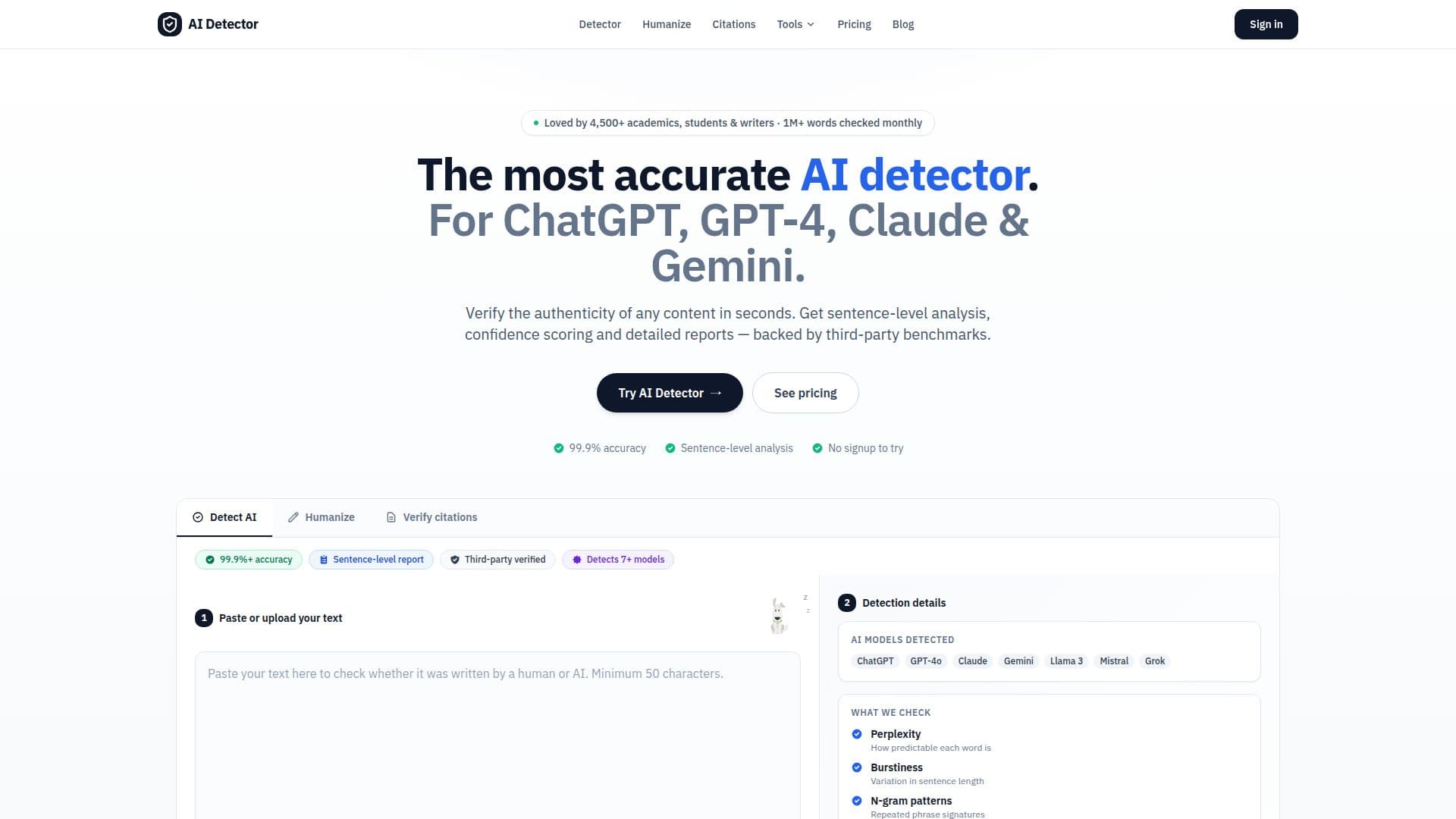 AIDetectors.io Outil de Détection d'IA screenshot