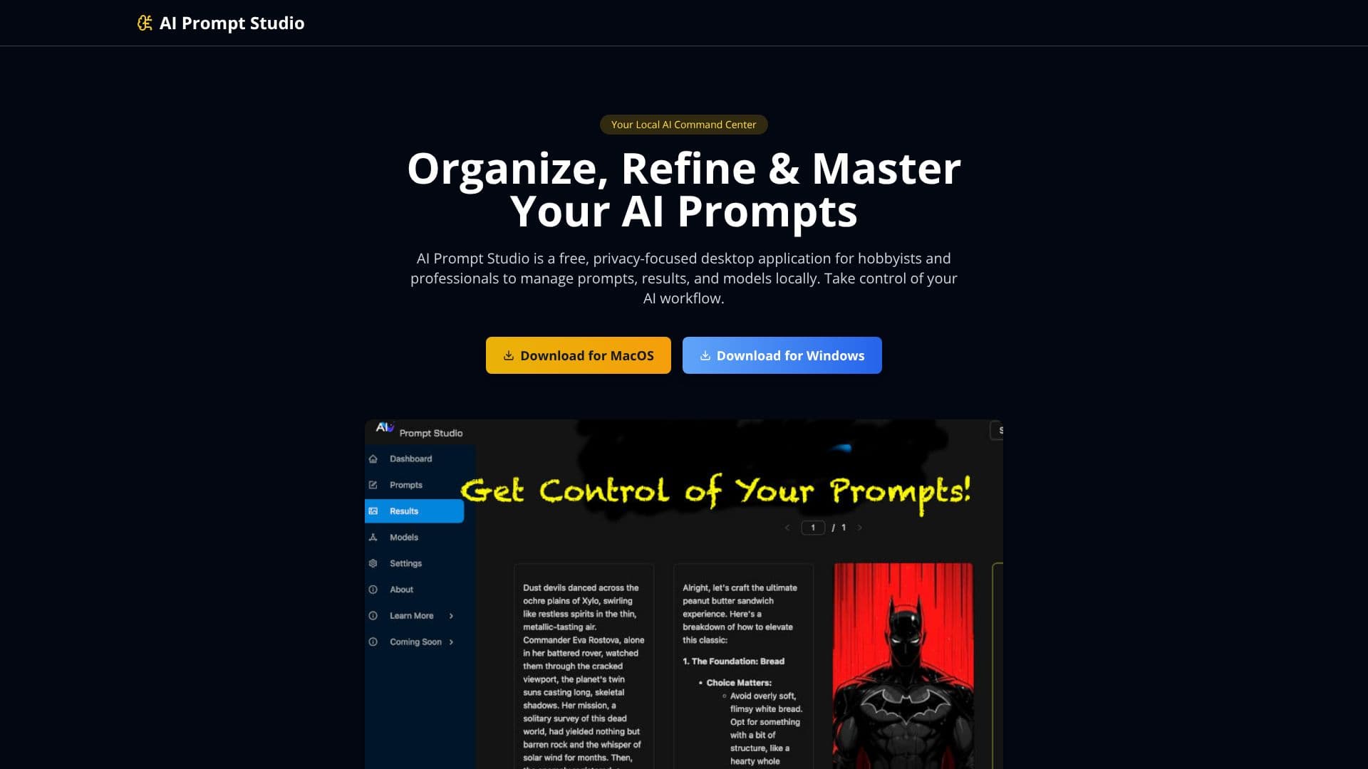لقطة شاشة لـ AI Prompt Studio