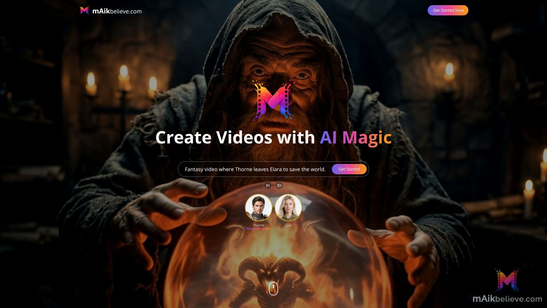 Captura de pantalla de Generador de Vídeo IA mAikBelieve.com