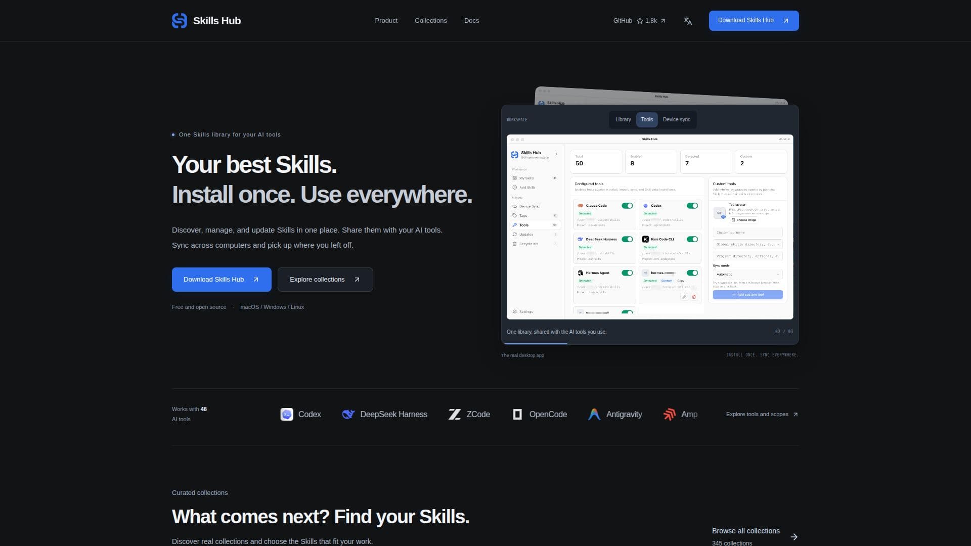 Tangkapan layar Skills Hub