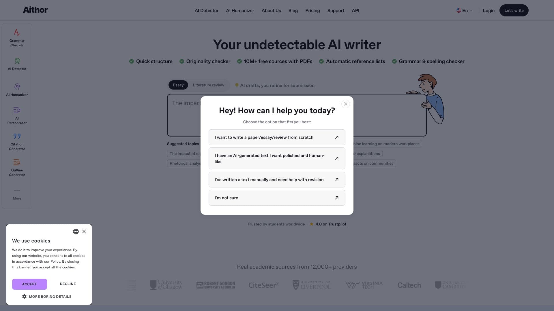 Aithor AI Essay Writer screenshot