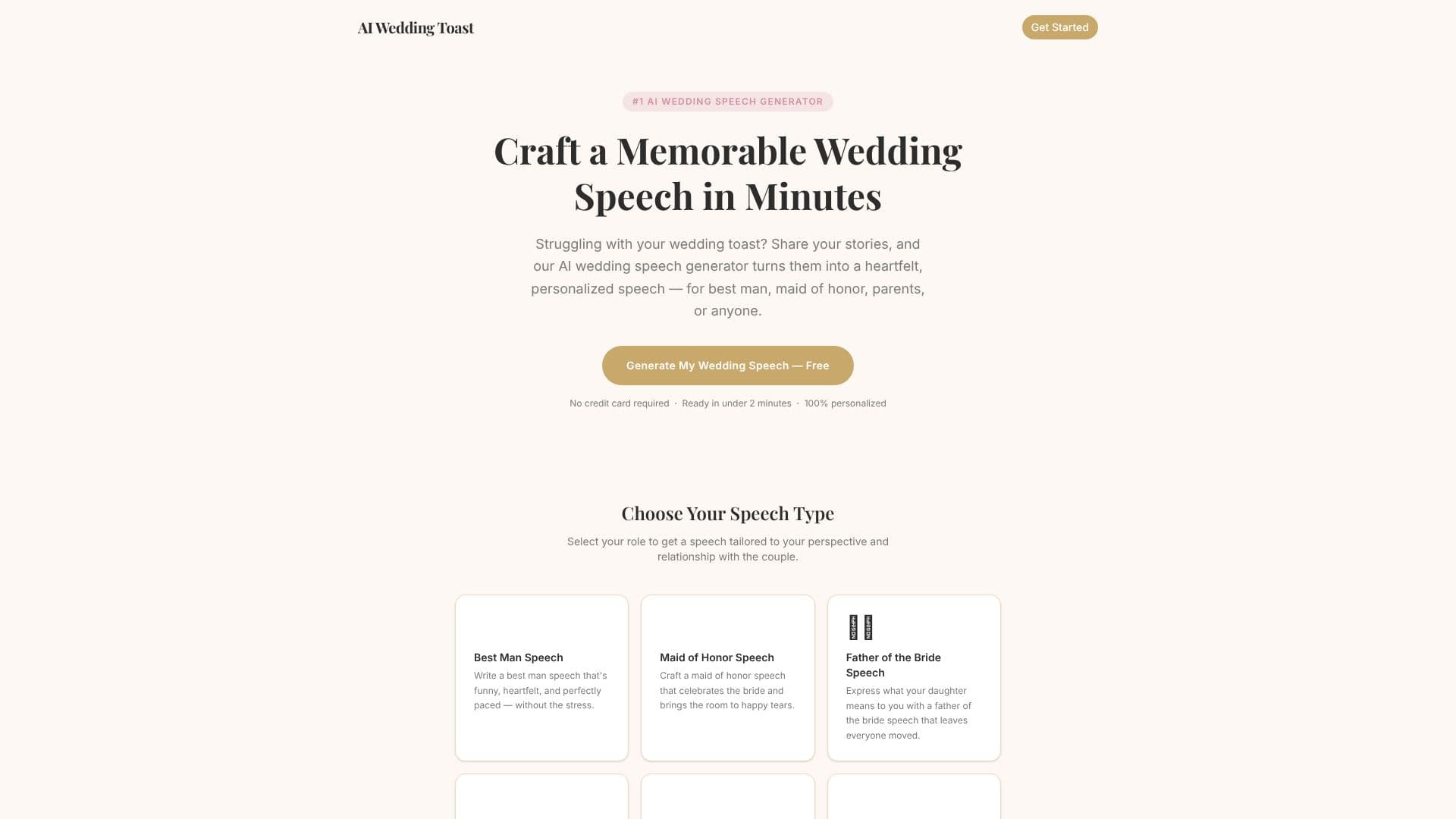 Screenshot von AI Wedding Toast
