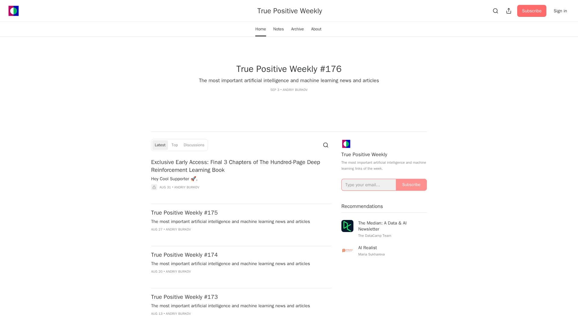 Capture d’écran de True Positive Weekly