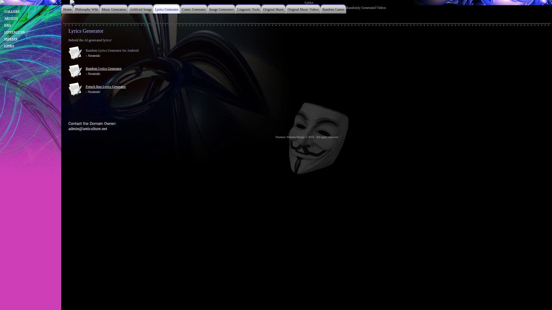مولدات كلمات الأغاني AntiCulture screenshot