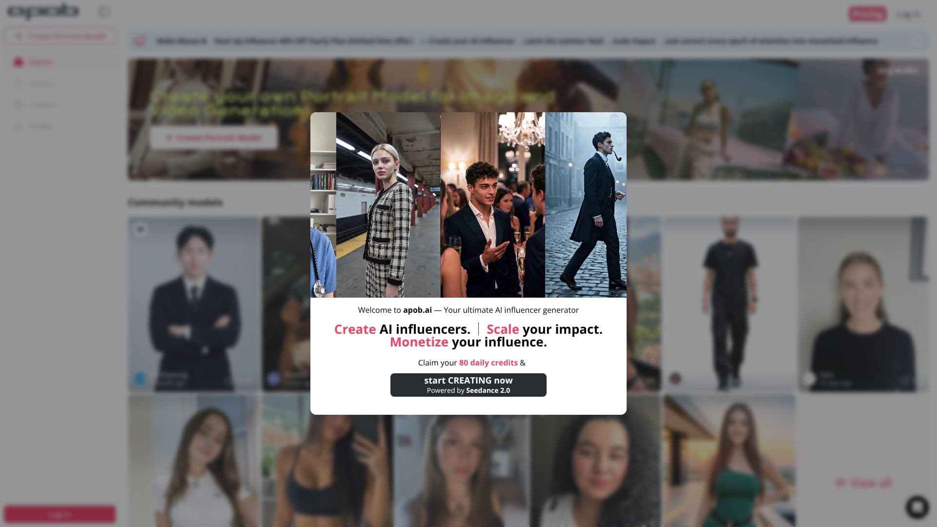Captura de pantalla de APOB.AI - Creator AI