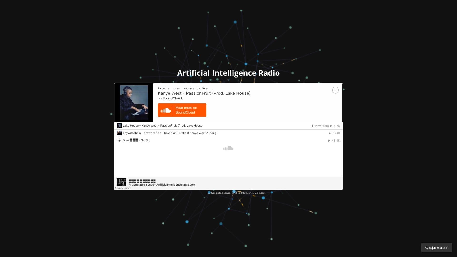 Screenshot von Artificial Intelligence Radio