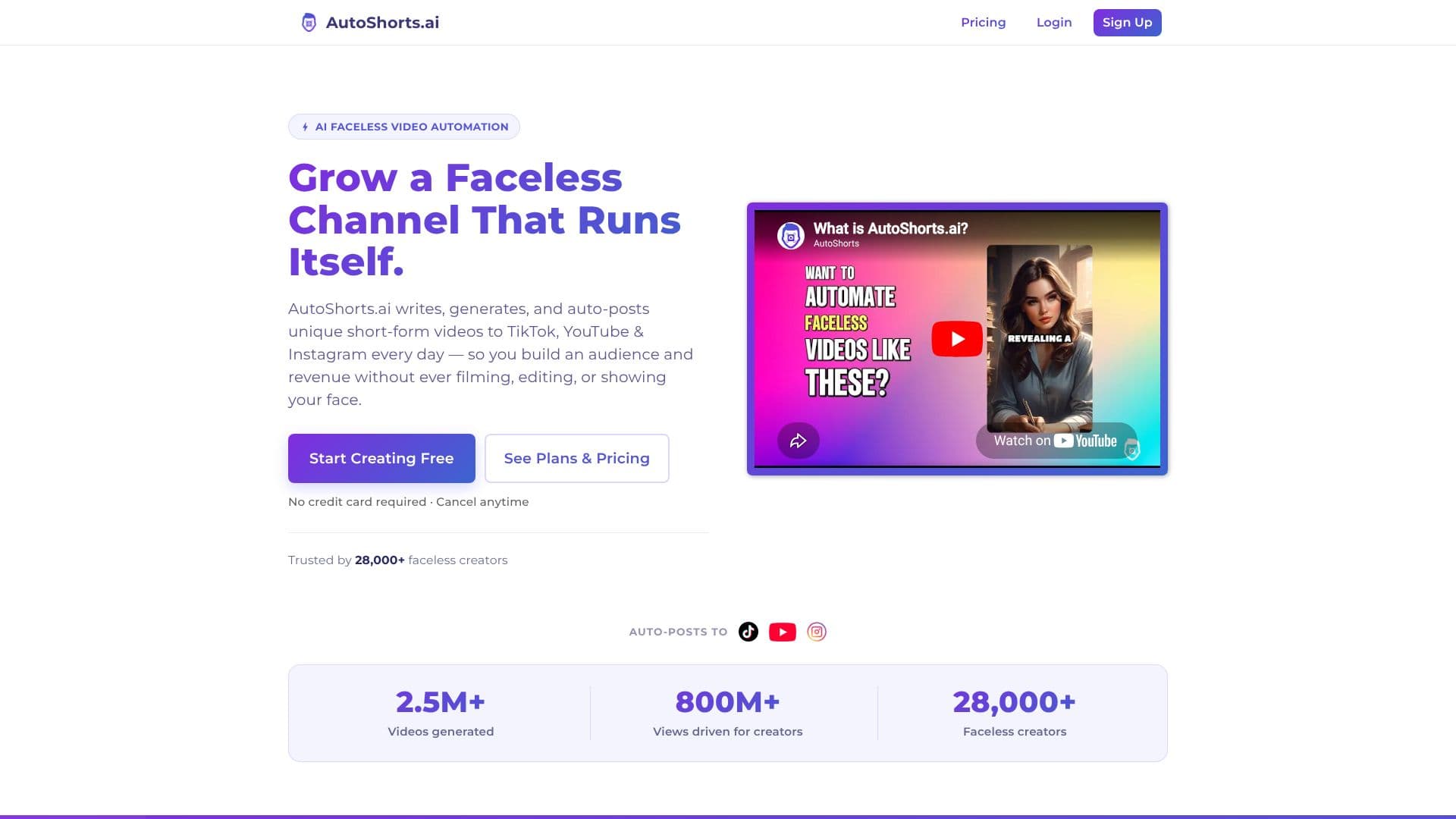 لقطة شاشة لـ AutoShorts.ai