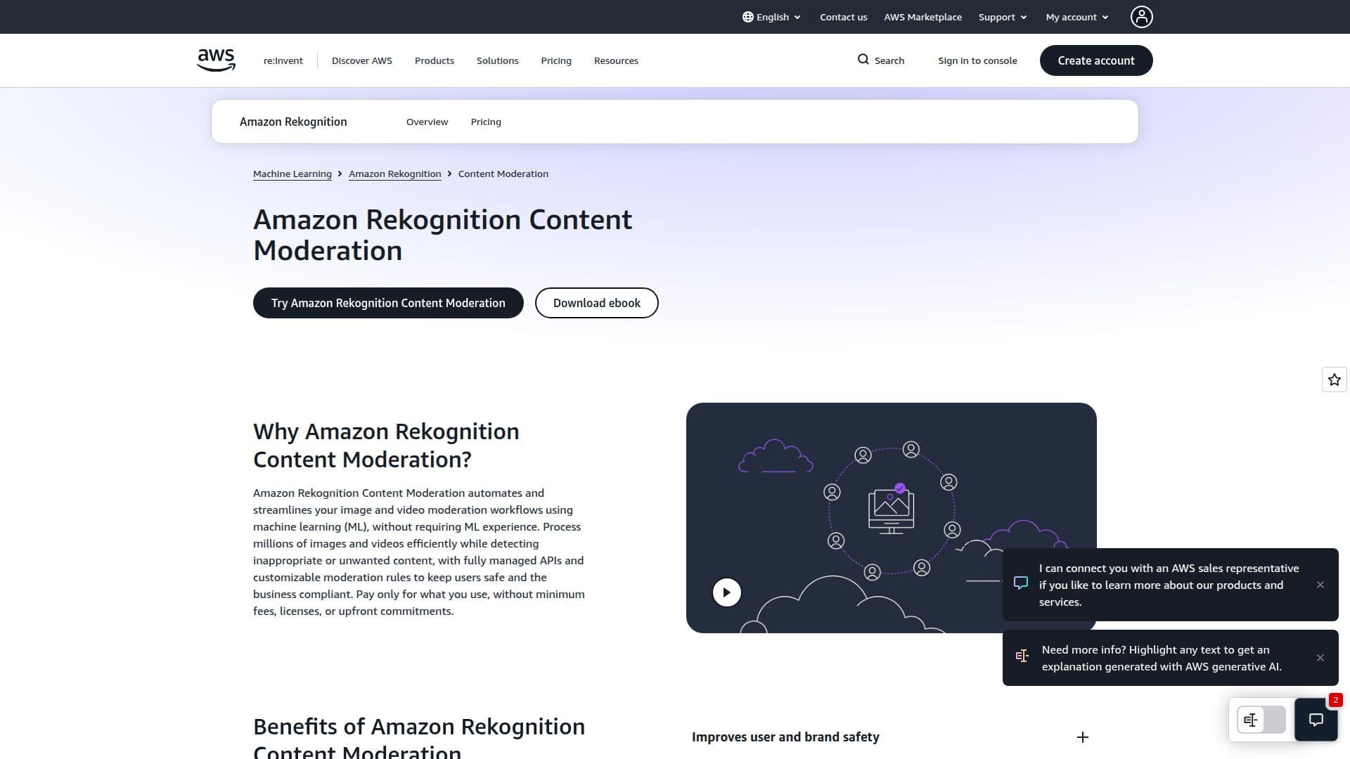 Tangkapan layar Moderasi Konten Amazon Rekognition