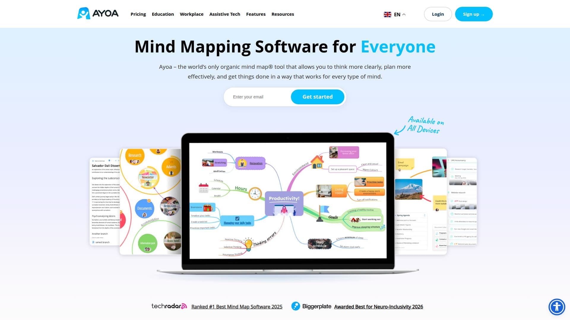 Captura de pantalla de Software de Mapeo Mental Ayoa