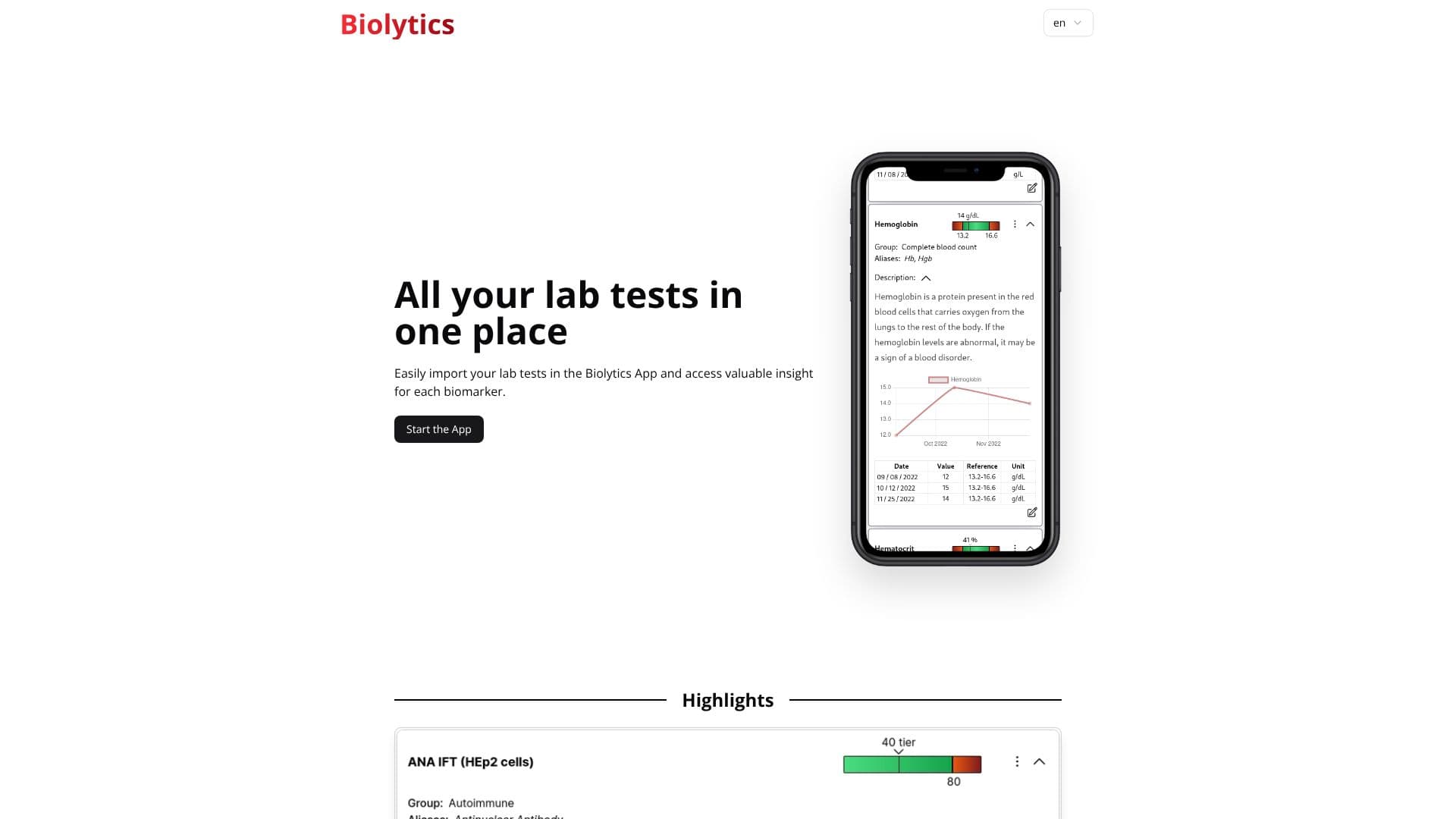 Biolytics screenshot