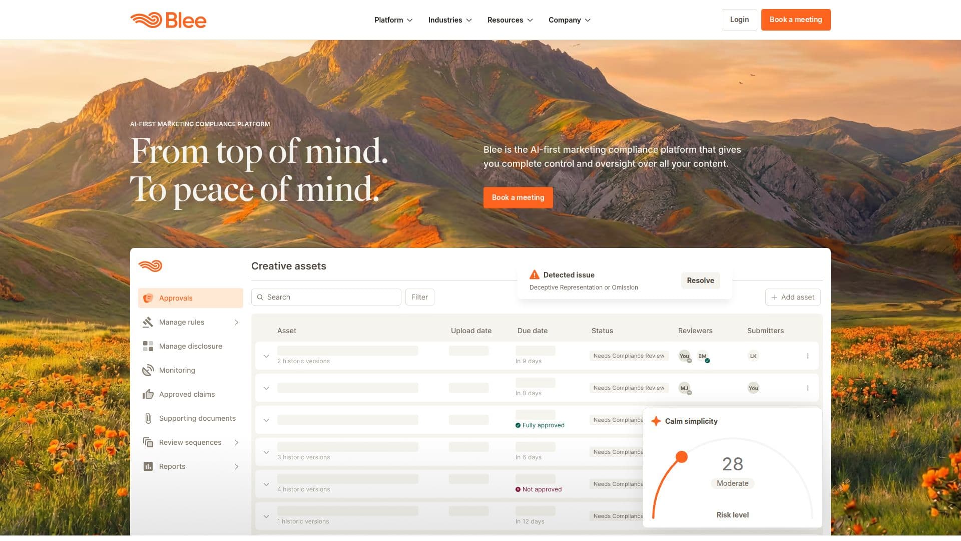 Blee Marketing Compliance Platform screenshot