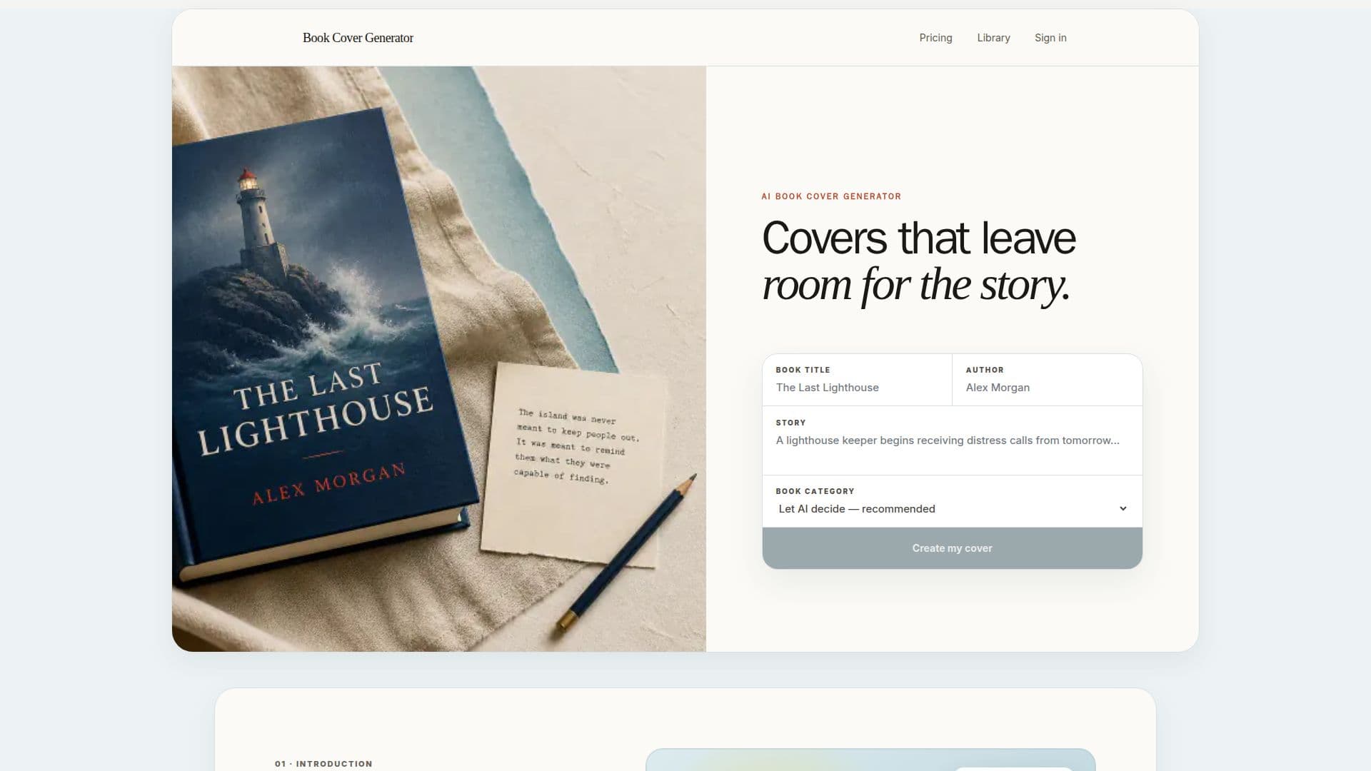Screenshot von Buchcover-Generator
