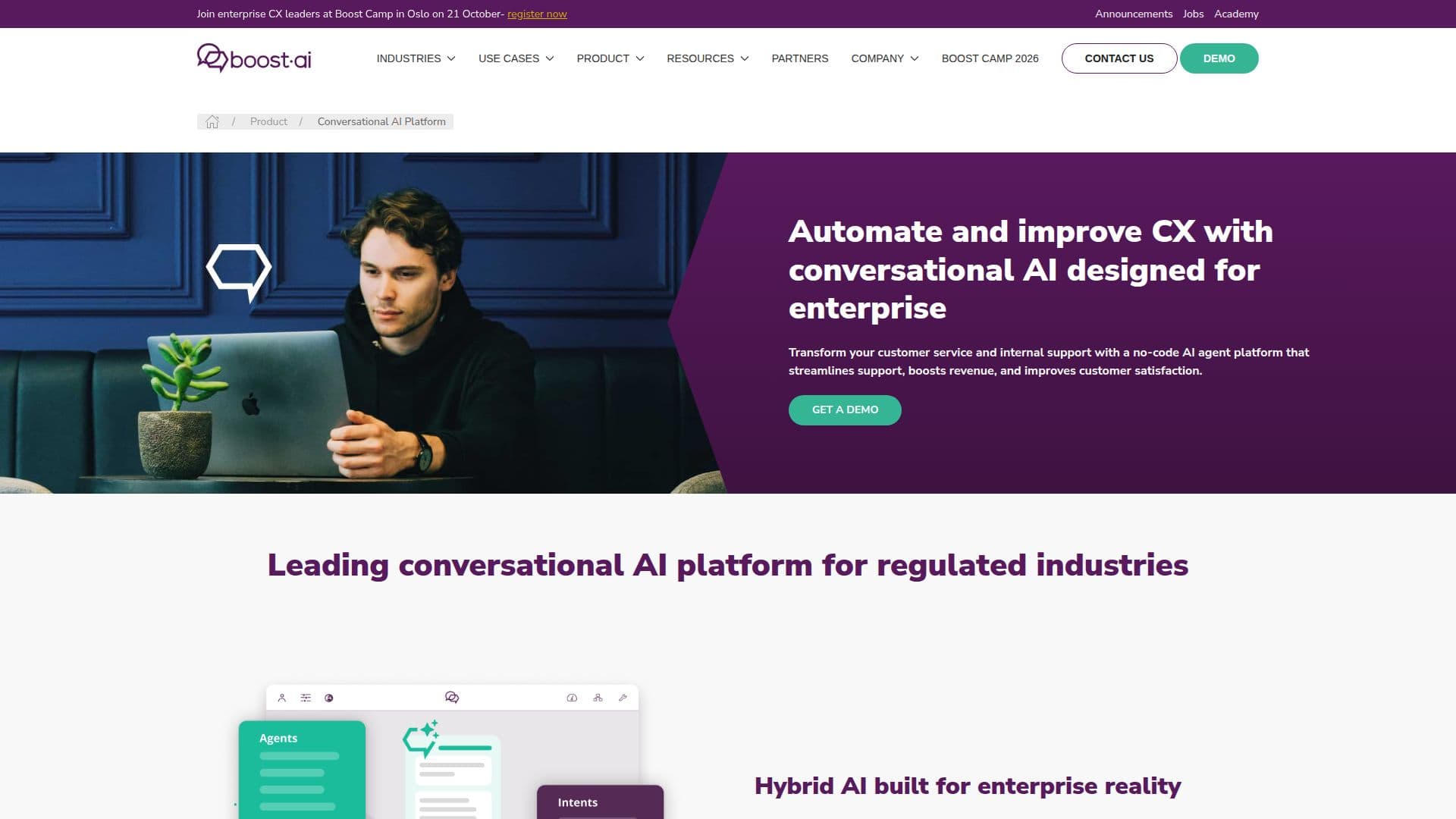 Screenshot von Boost.ai Conversational AI Plattform