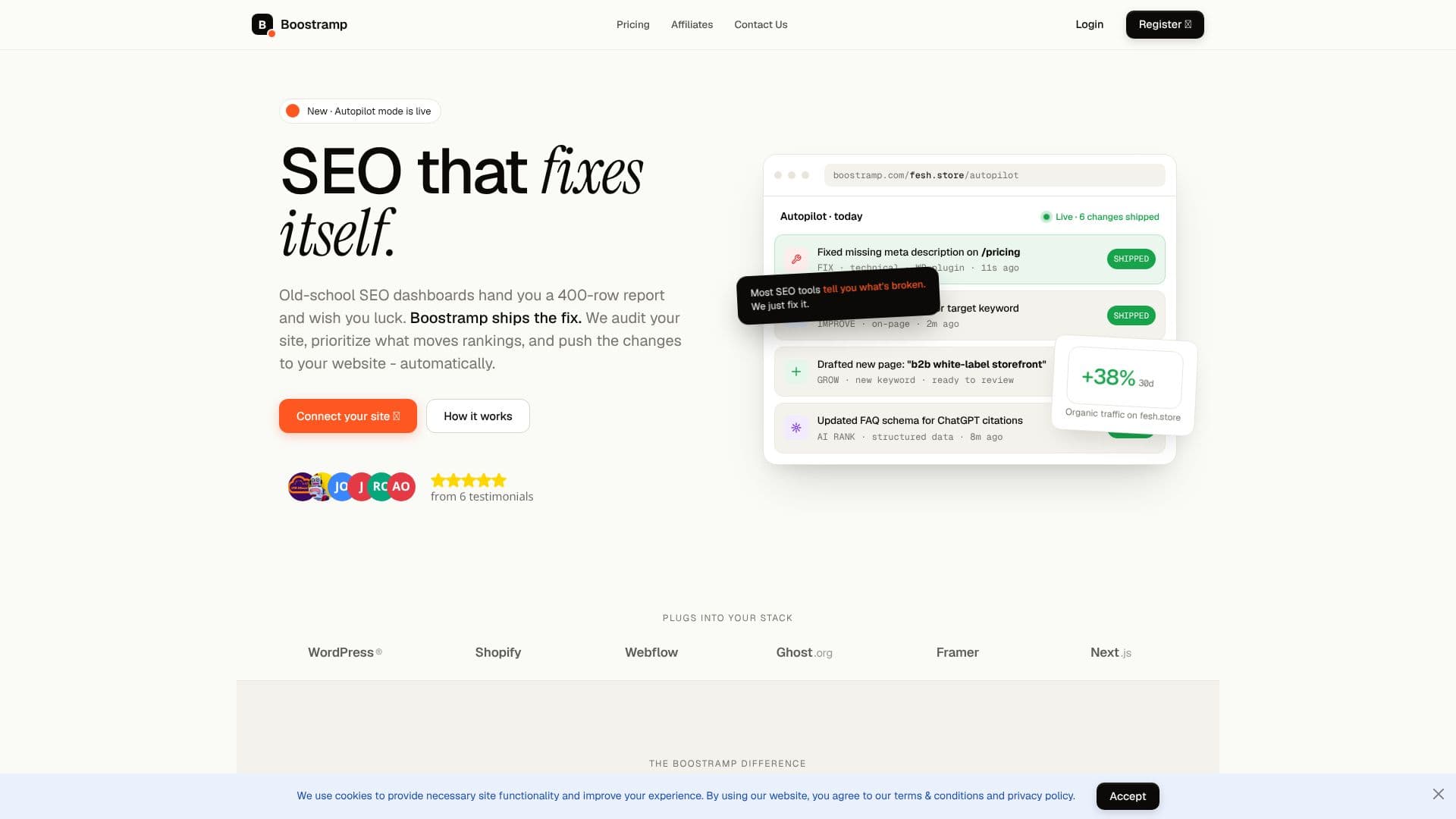 لقطة شاشة لـ Boostramp - مساعد SEO