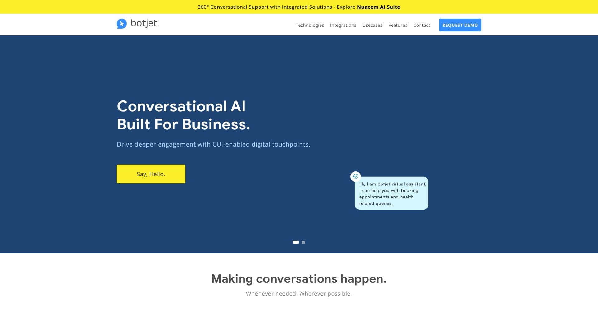 Capture d’écran de Plateforme d'IA Conversationnelle Botjet