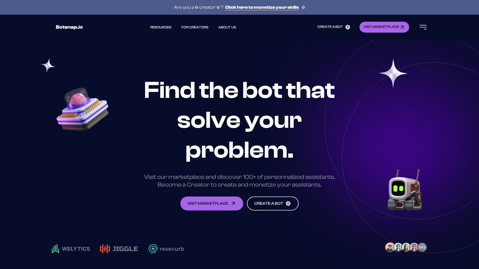 Screenshot von Botsnap.io