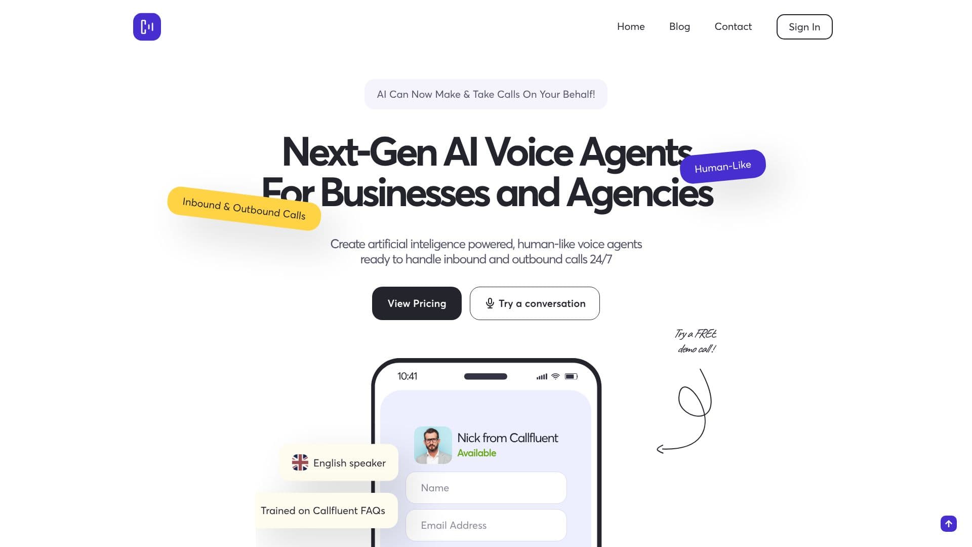 Скриншот CallFluent AI