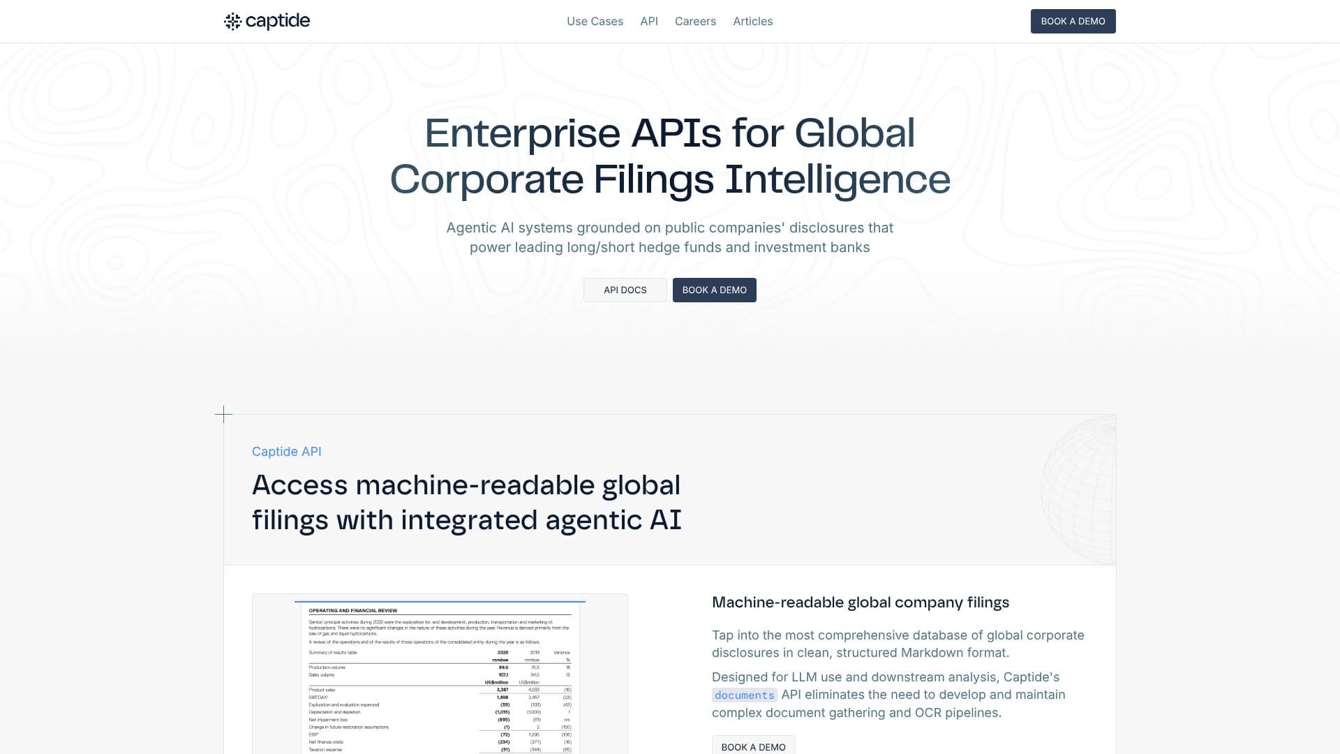 Screenshot von Captide Enterprise APIs