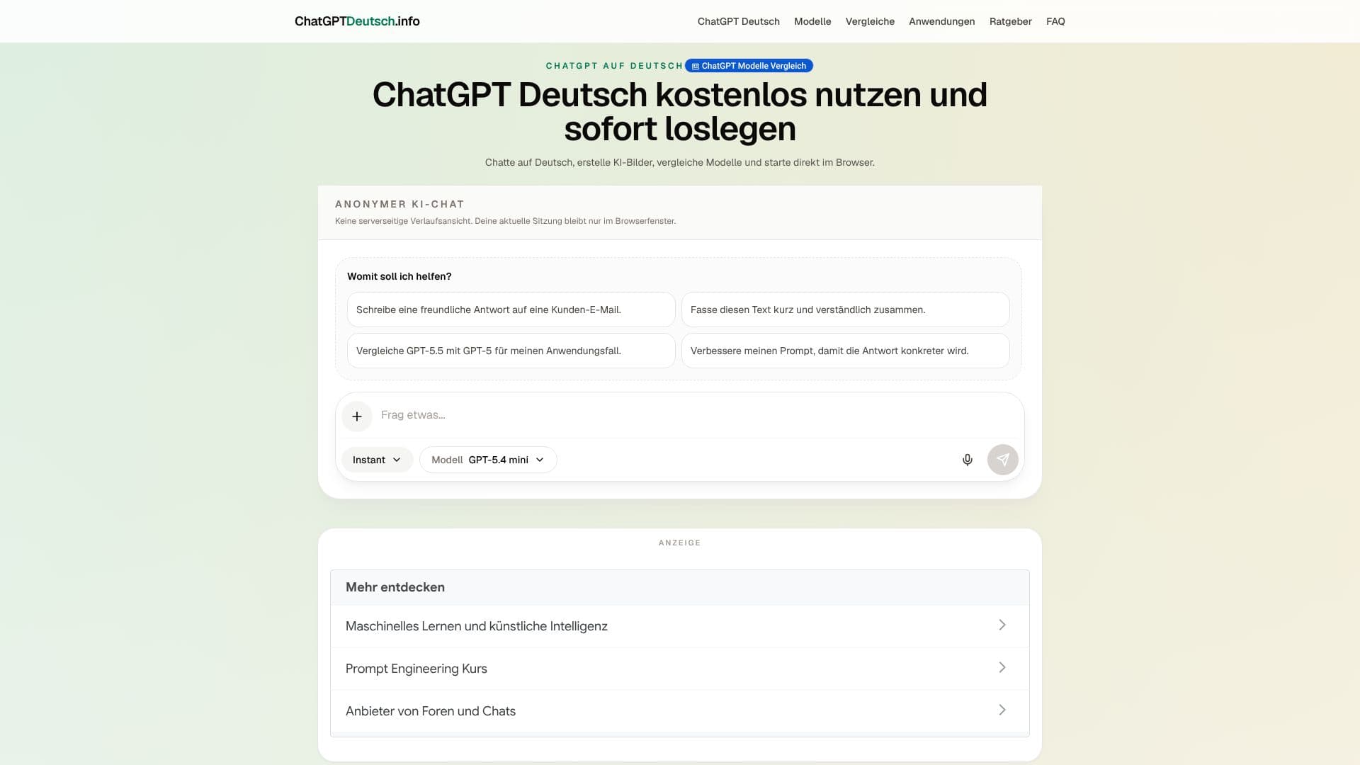 Tangkapan layar ChatGPT Deutsch