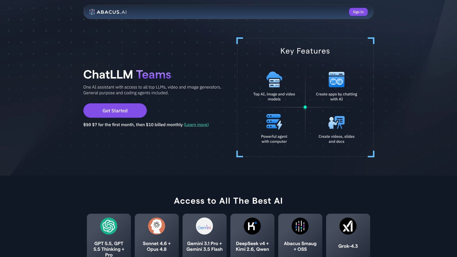 Screenshot von Abacus.AI - ChatLLM Teams