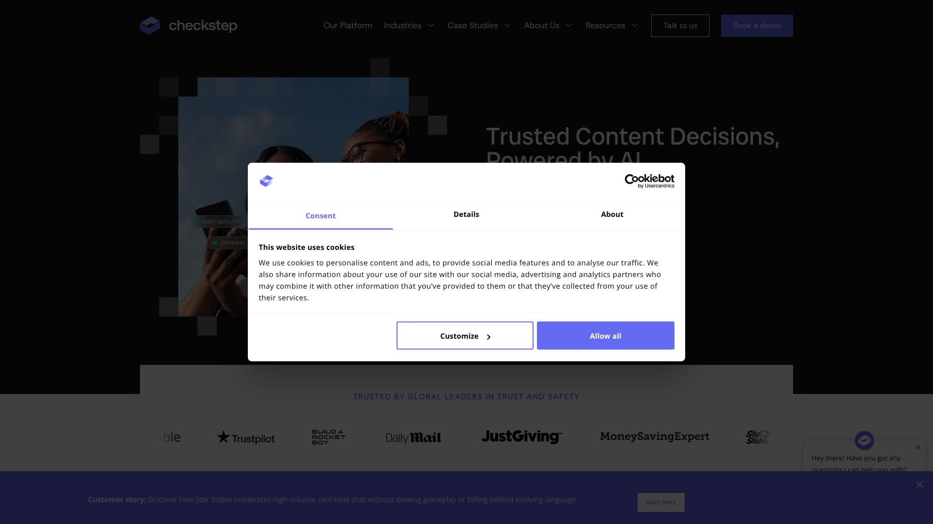 لقطة شاشة لـ Checkstep AI Content Moderation