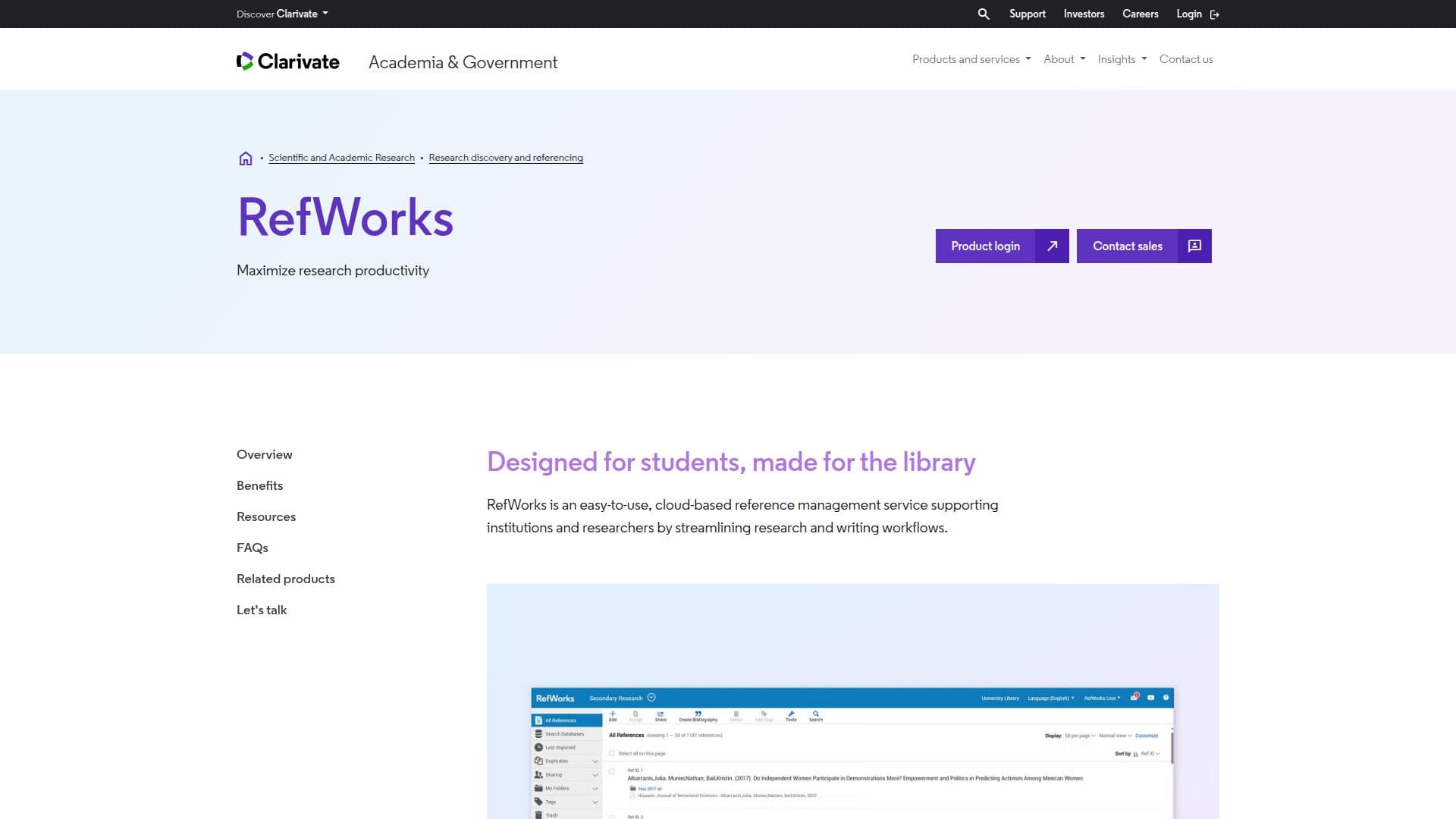 Screenshot von RefWorks