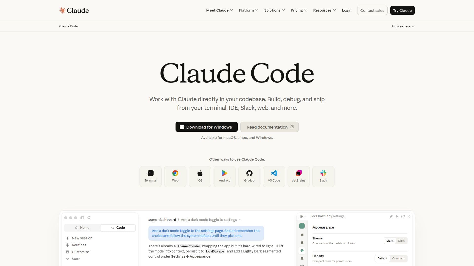 Скриншот Claude Code от Anthropic | AI Кодирующий Агент, Терминал, IDE