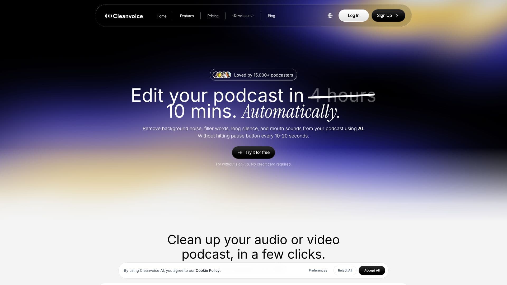 لقطة شاشة لـ Cleanvoice AI