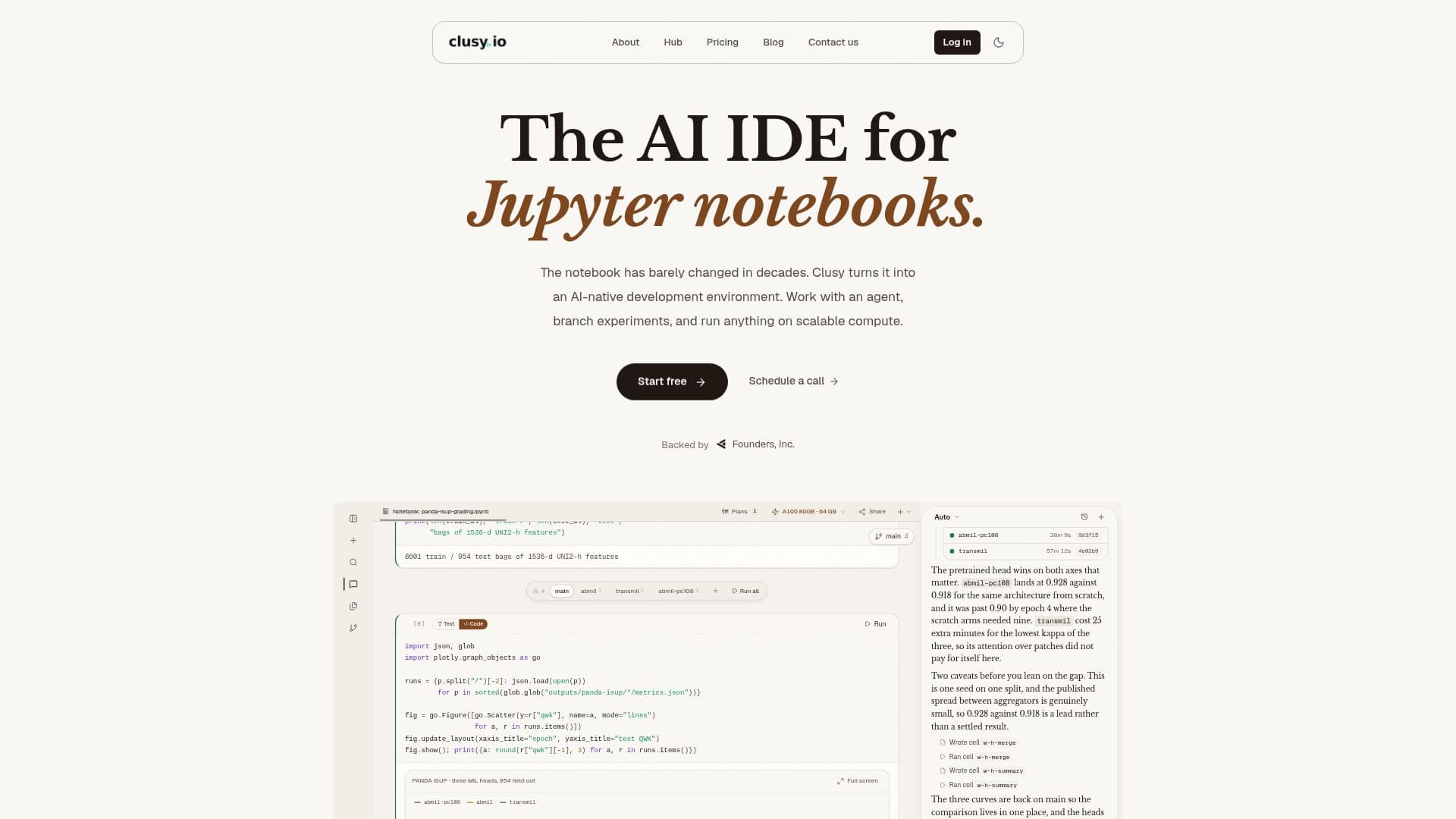 Clusy — Jupyter用AIノートブックIDE のスクリーンショット