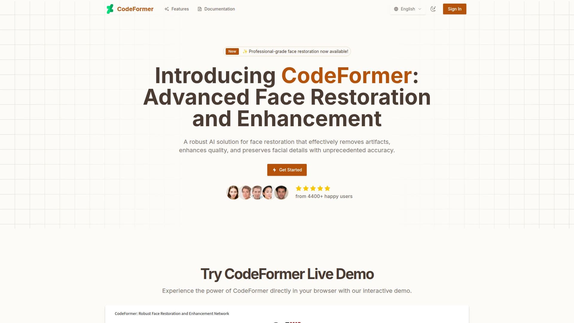 CodeFormer AI Face Restoration screenshot