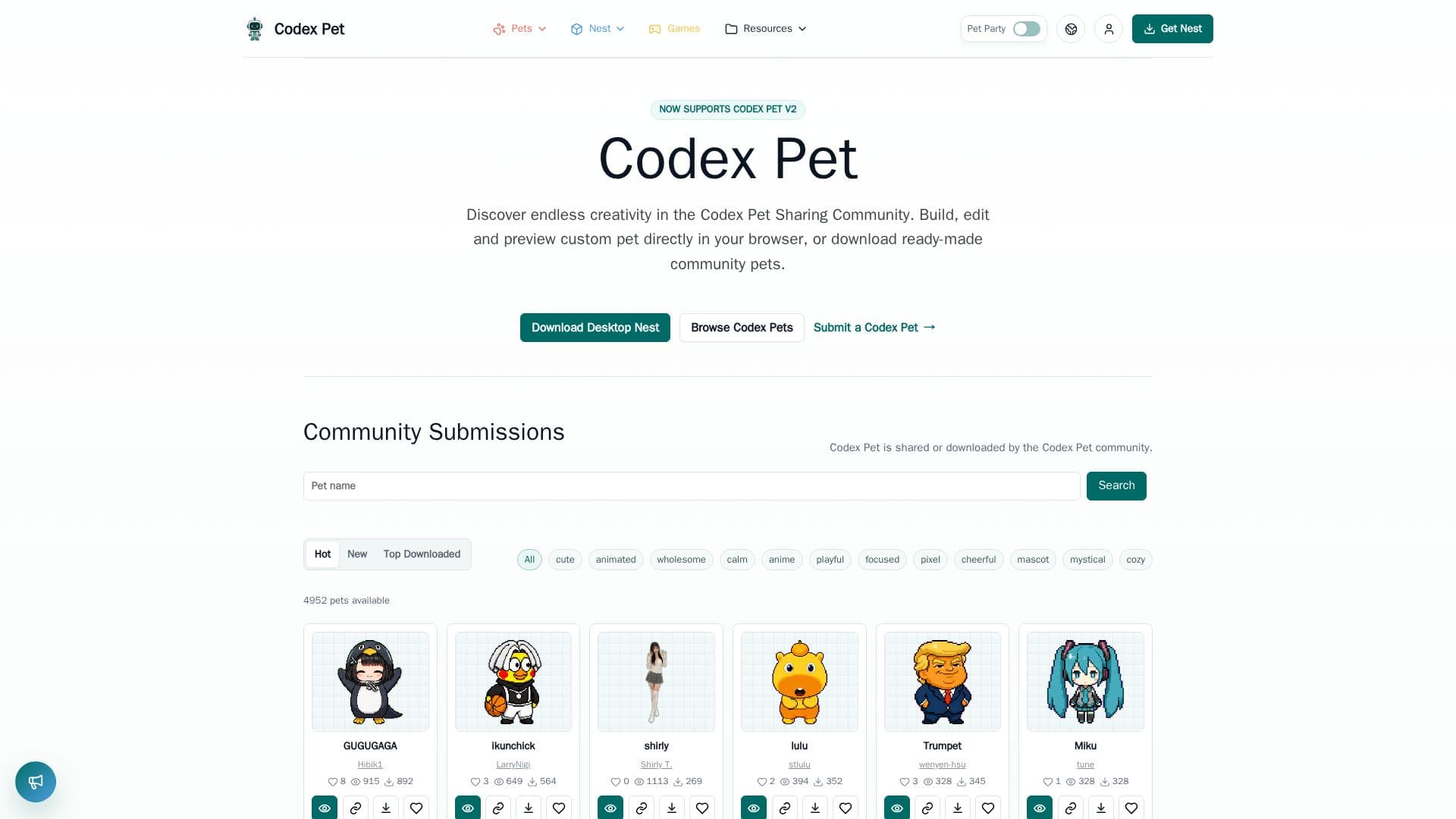 Tangkapan layar Codex Pet