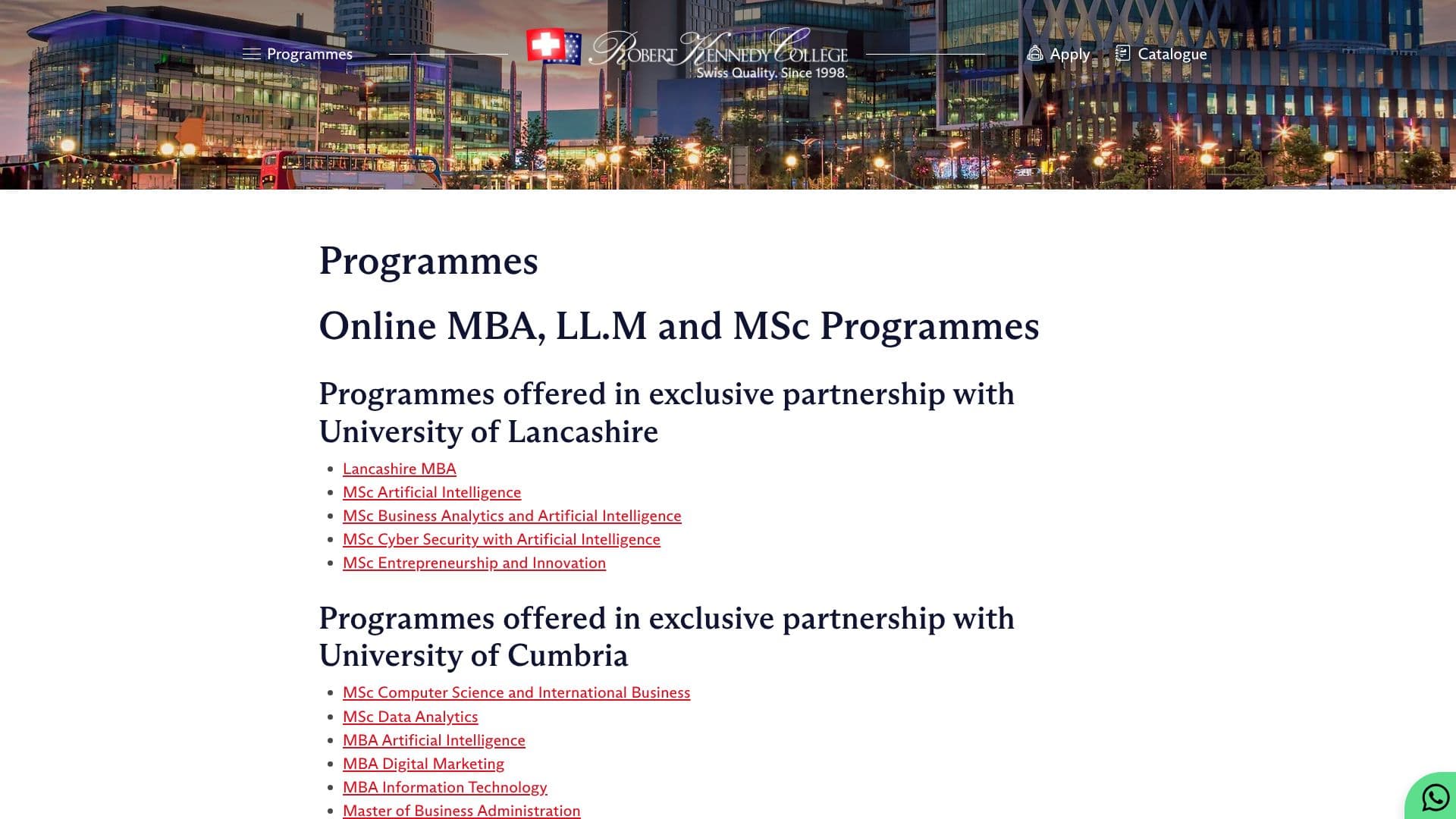 MSc/MBA Artificial Intelligence screenshot