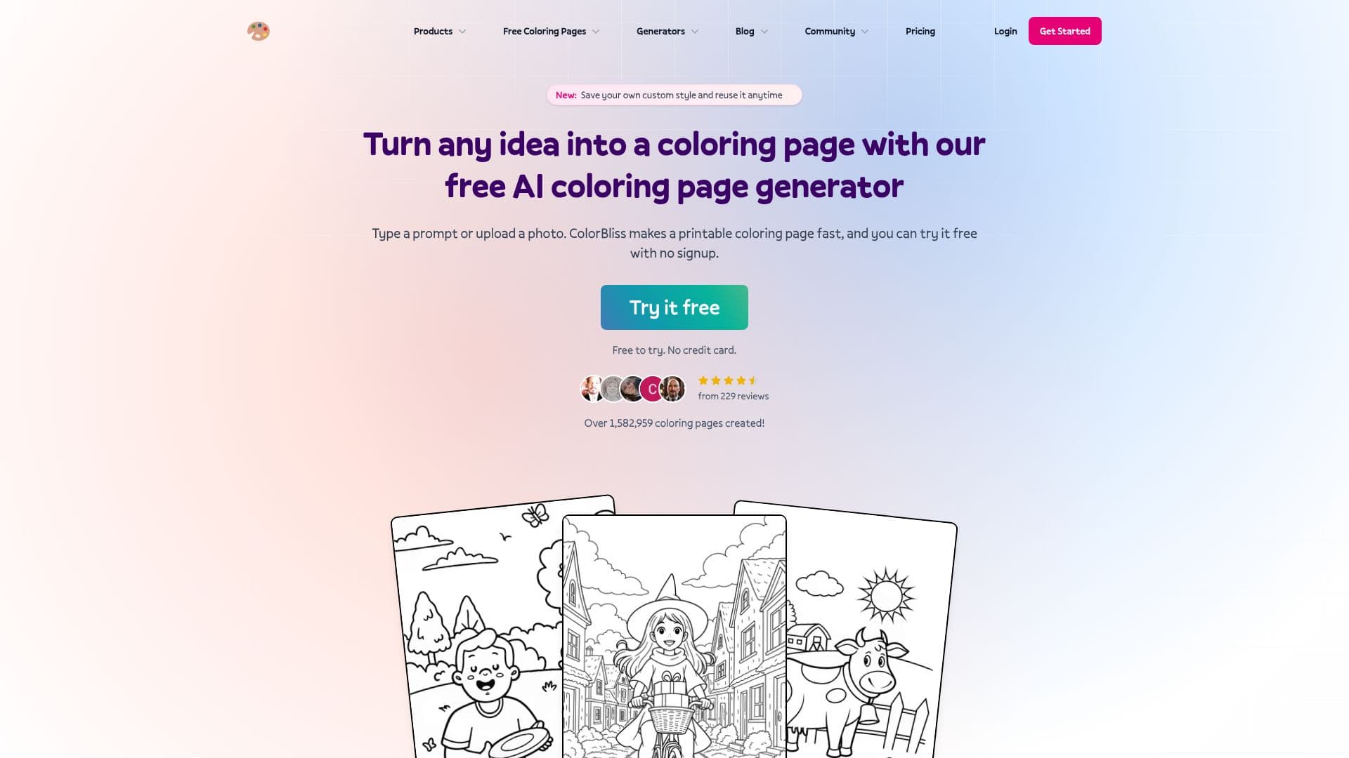Captura de pantalla de Generador de Páginas para Colorear ColorBliss AI