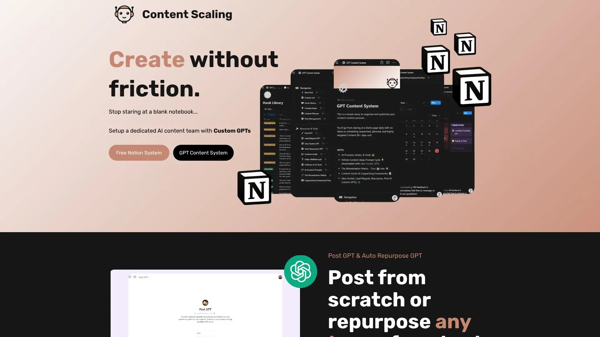 Скриншот Система создания контента в Notion