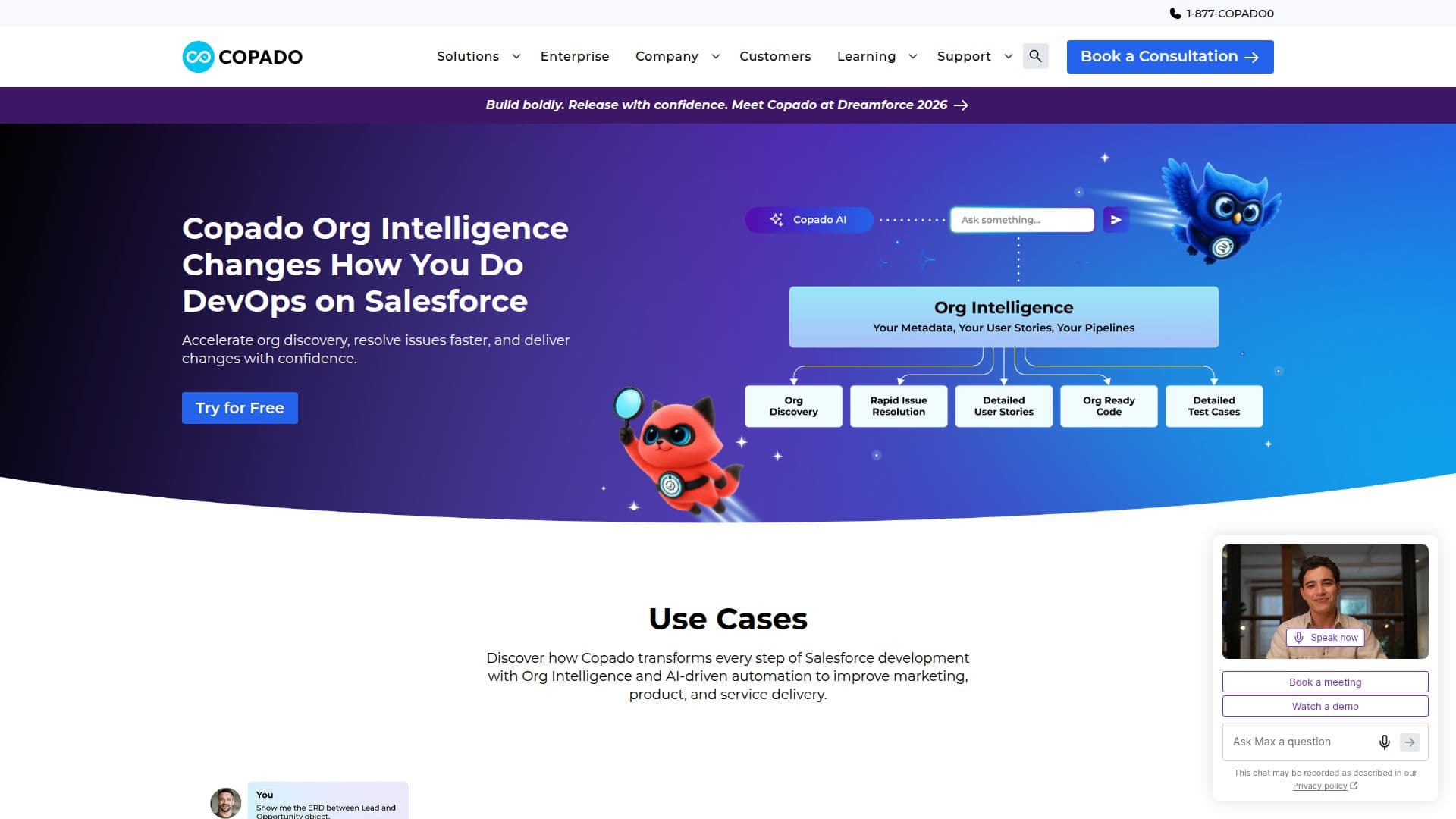 Captura de pantalla de Copado Salesforce AI Platform