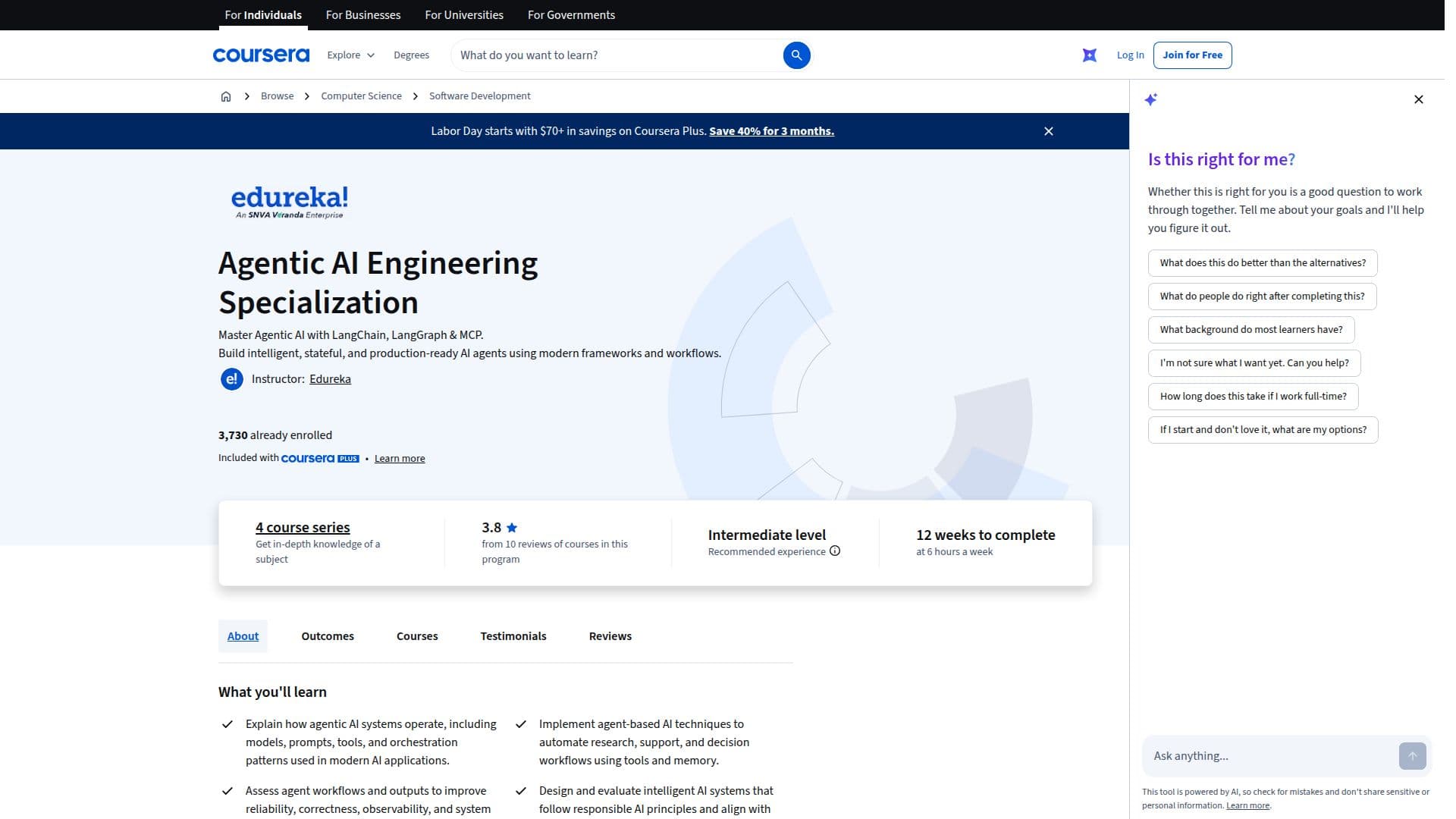 Screenshot von Agentic AI Engineering
