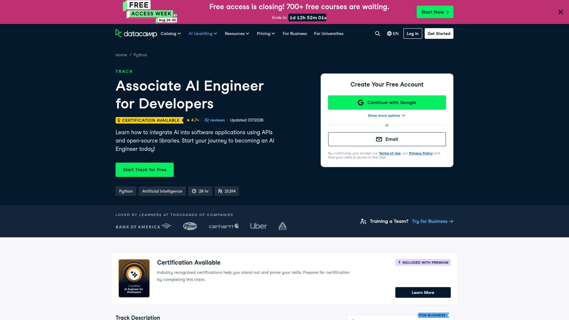 Capture d’écran de DataCamp Associate AI Engineer for Developers