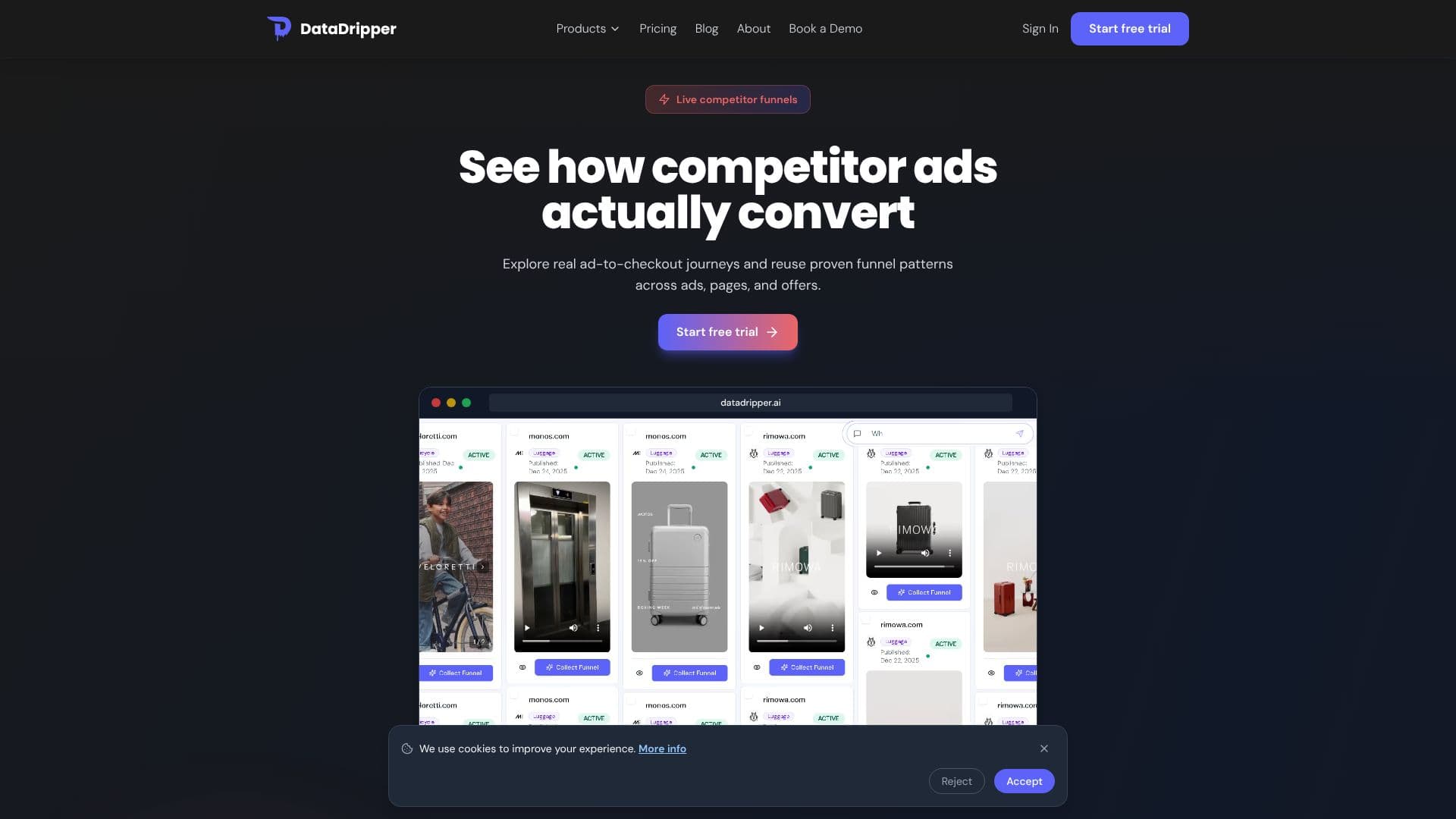 Tangkapan layar DataDripper – Jelajahi dan Optimalkan Funnel