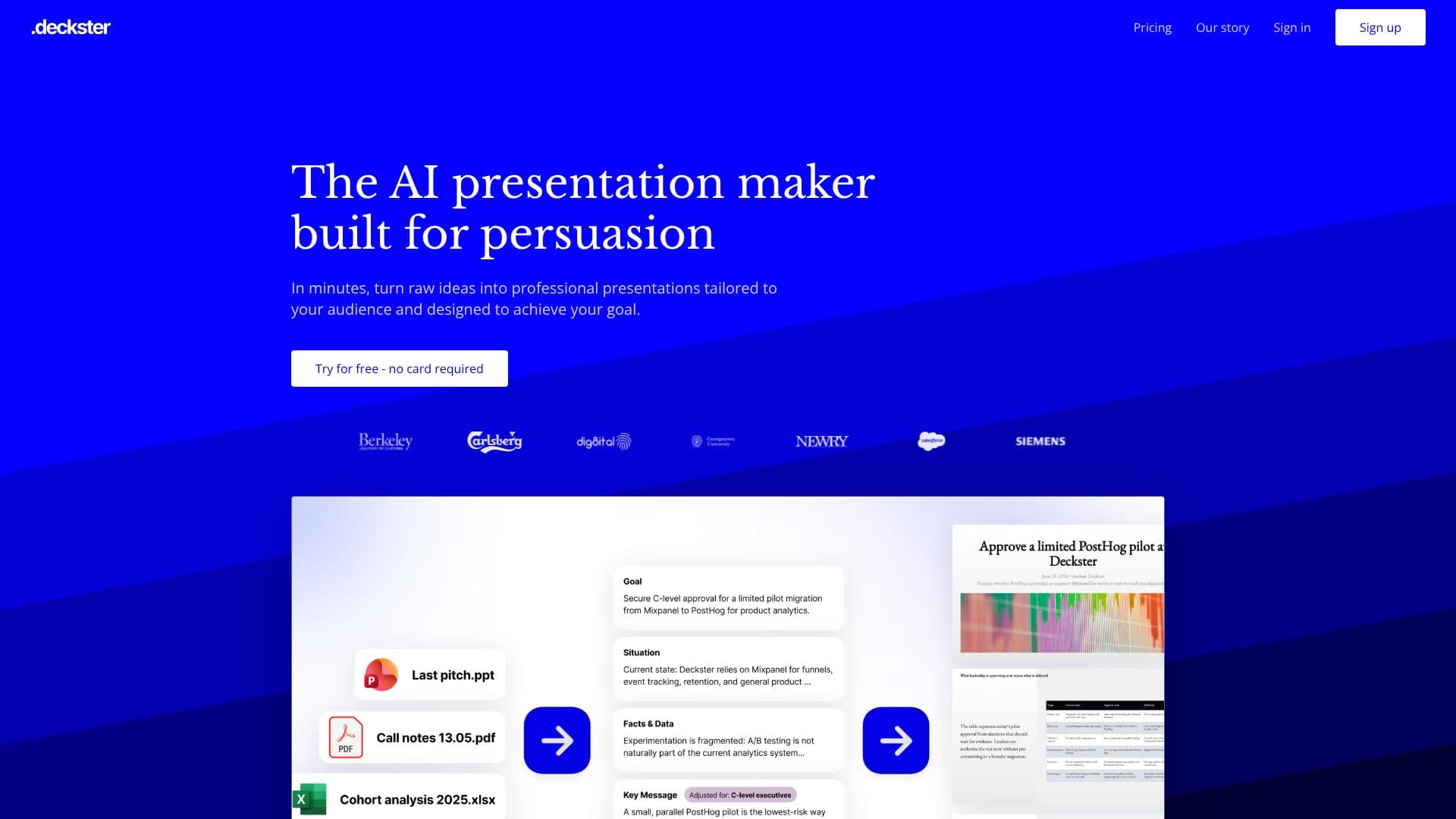 Screenshot von Deckster AI Präsentationsersteller
