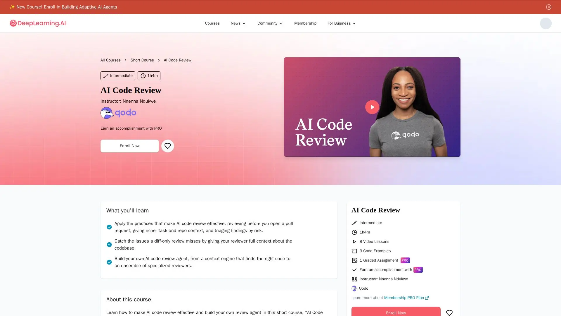 Screenshot von AI Code Review - DeepLearning.AI